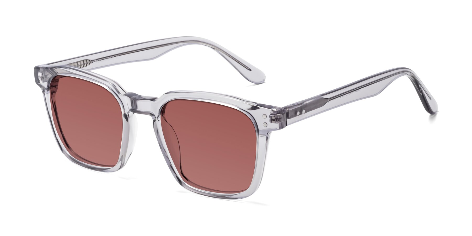 Angle of Riverside in Light Gray with Garnet Tinted Lenses