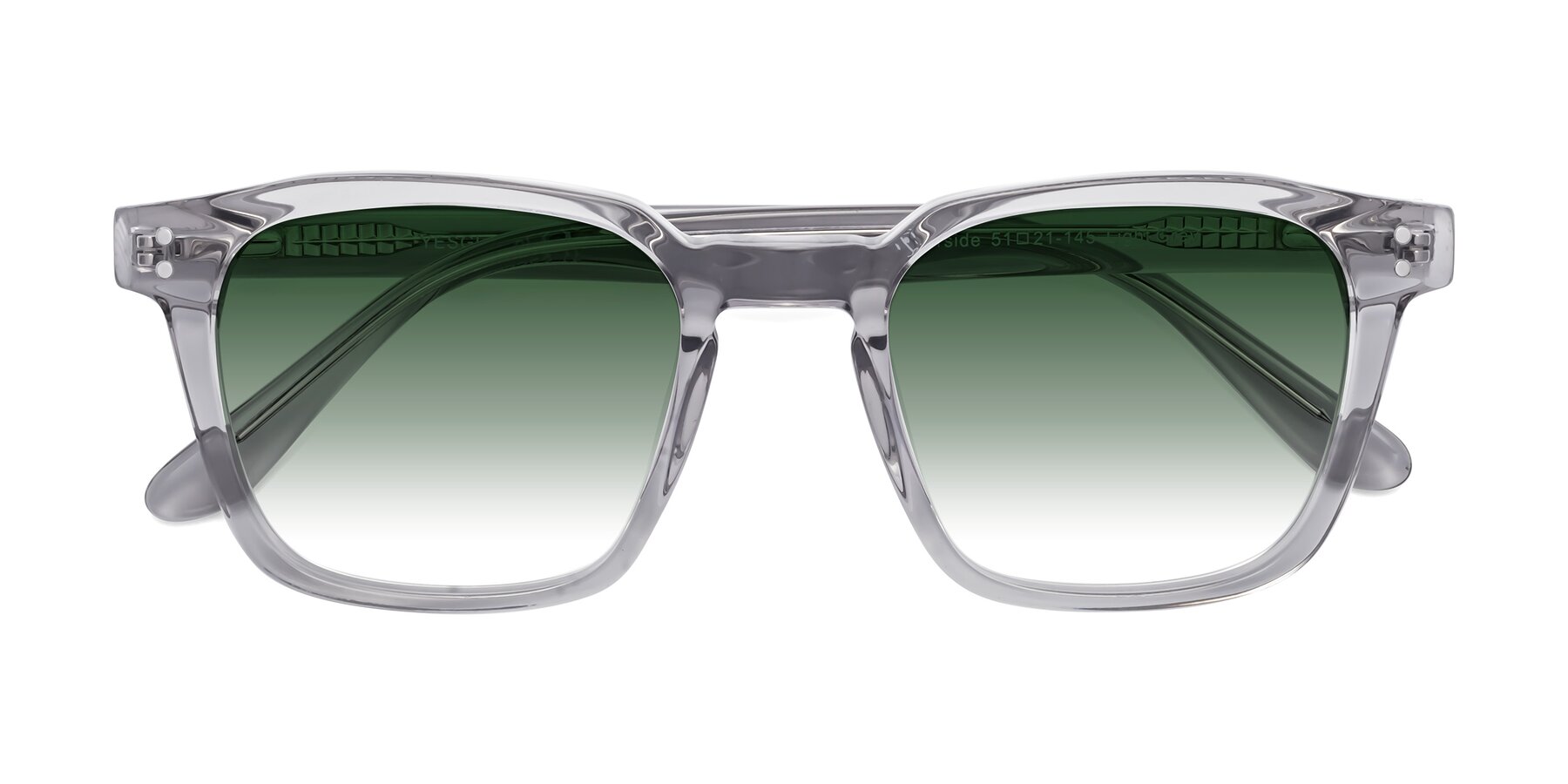 Folded Front of Riverside in Light Gray with Green Gradient Lenses