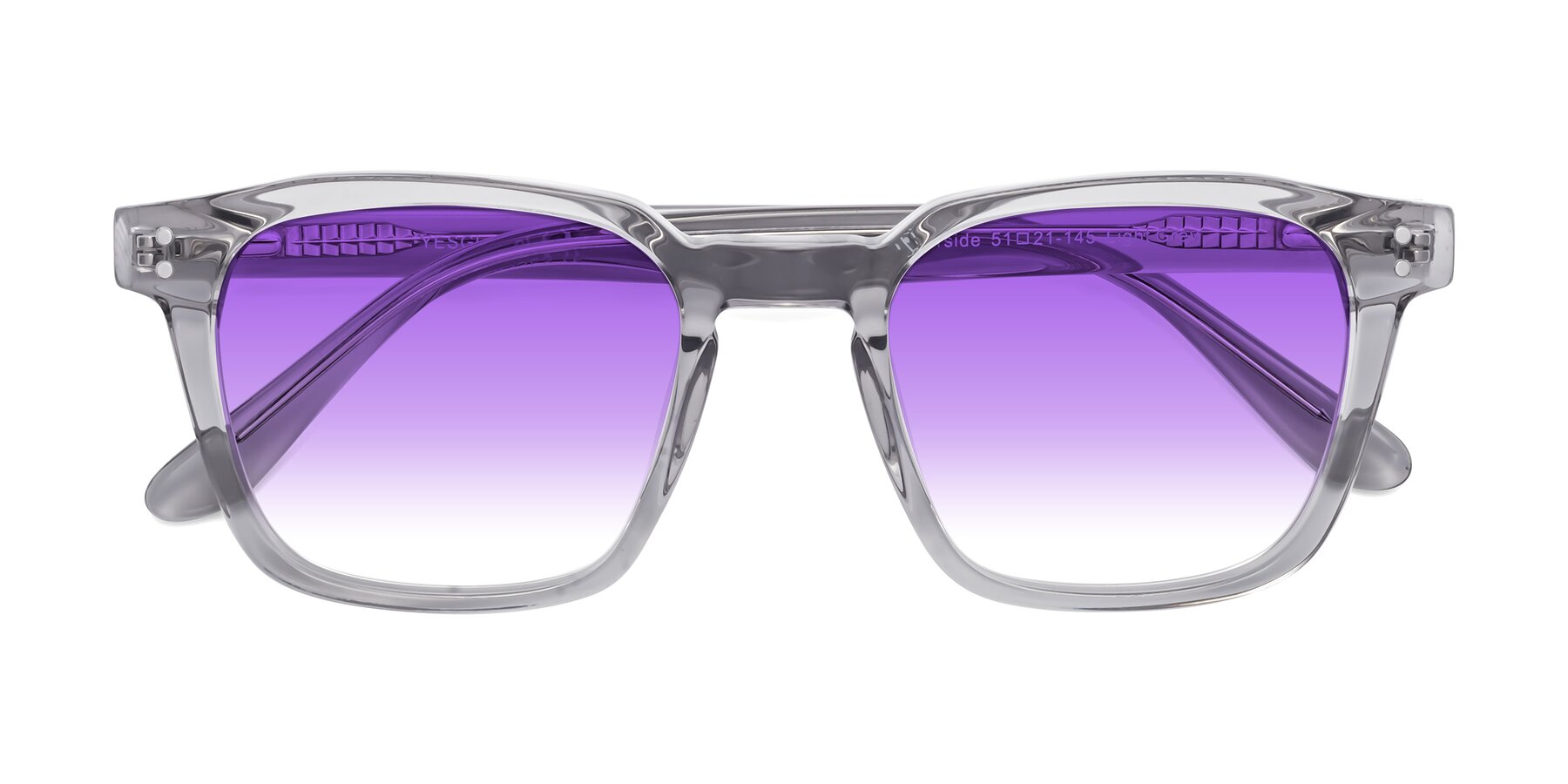 Folded Front of Riverside in Light Gray with Purple Gradient Lenses