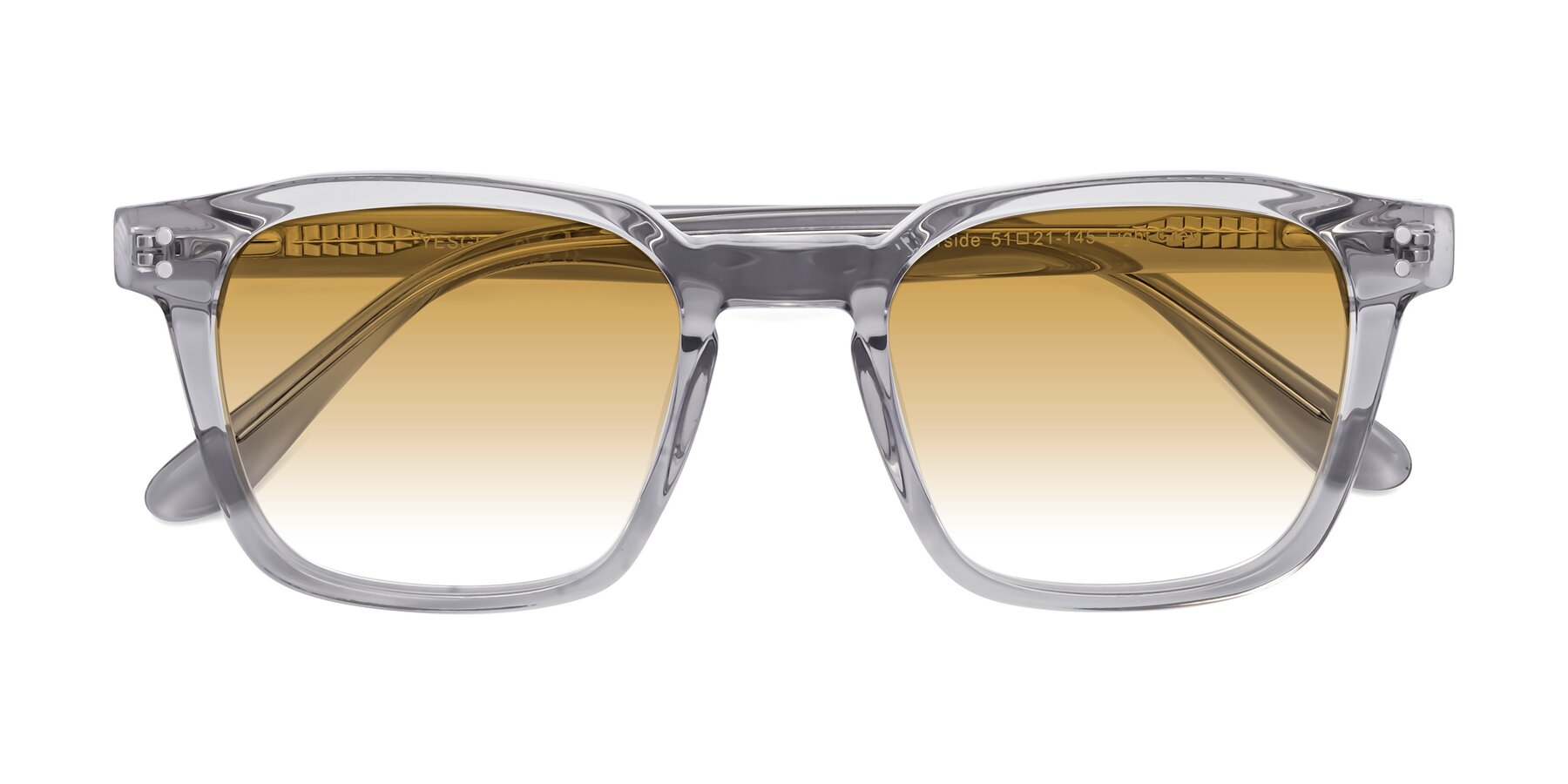 Folded Front of Riverside in Light Gray with Champagne Gradient Lenses