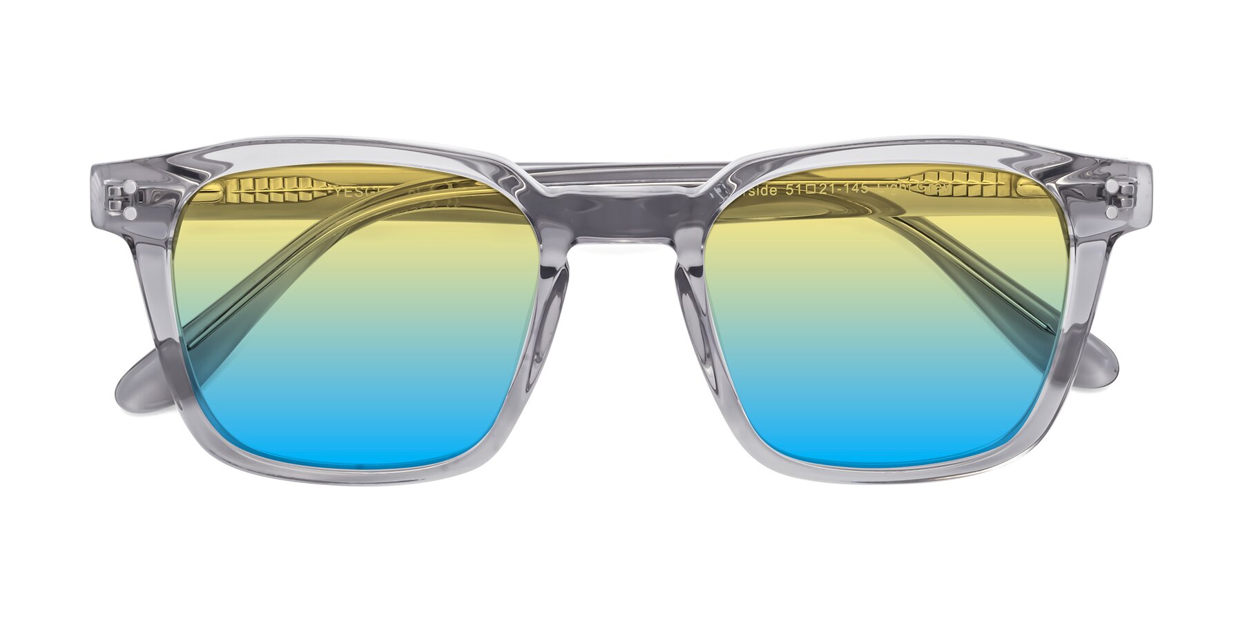 Folded Front of Riverside in Light Gray with Yellow / Blue Gradient Lenses