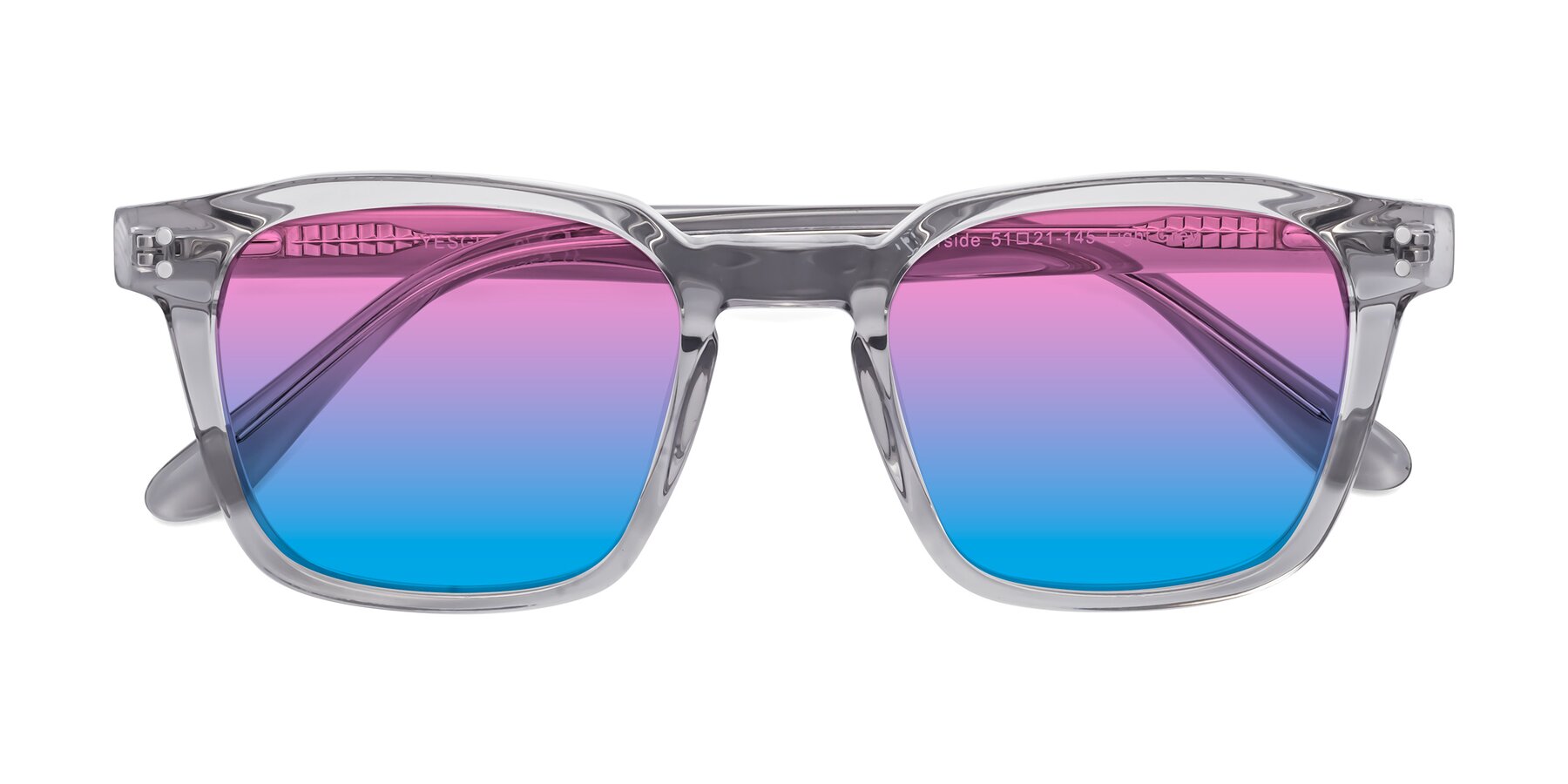 Folded Front of Riverside in Light Gray with Pink / Blue Gradient Lenses