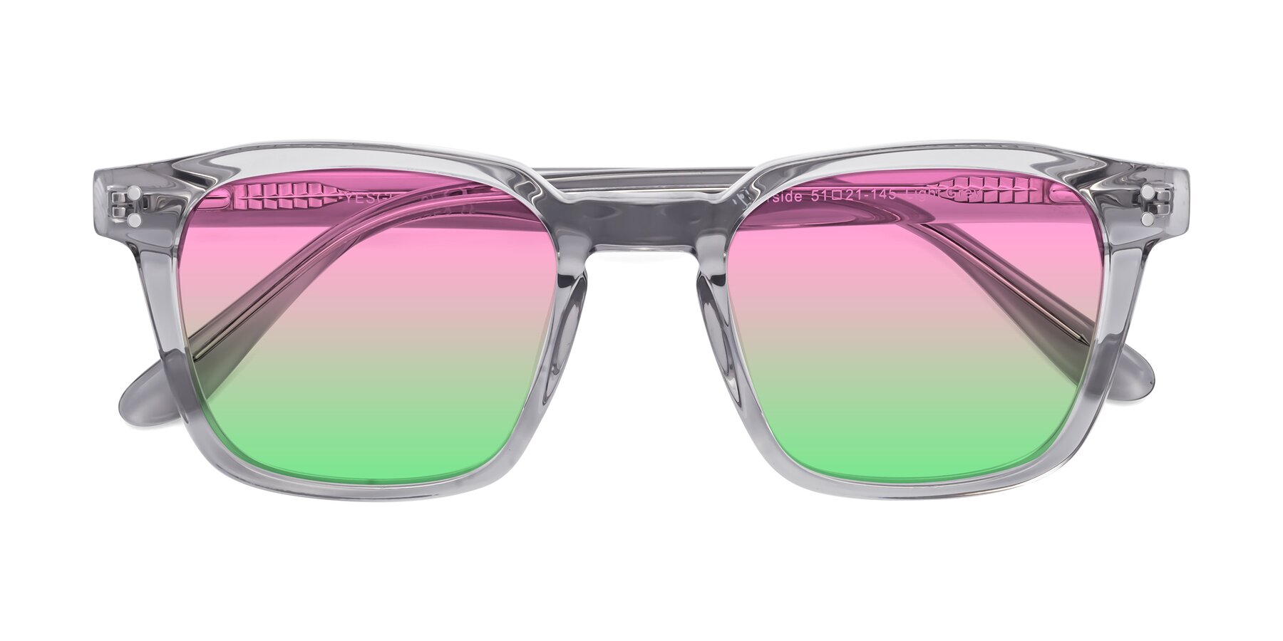 Folded Front of Riverside in Light Gray with Pink / Green Gradient Lenses