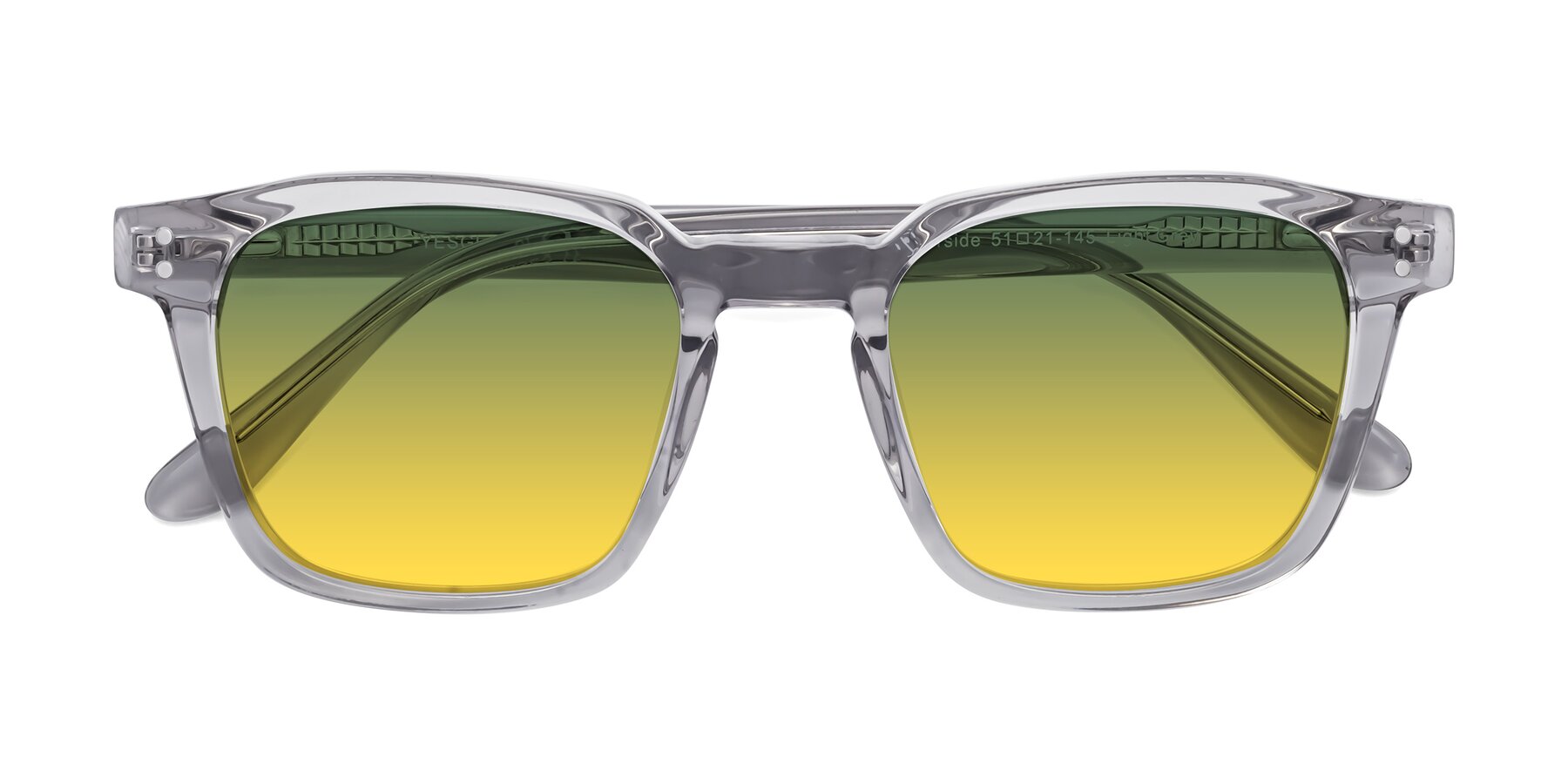 Folded Front of Riverside in Light Gray with Green / Yellow Gradient Lenses