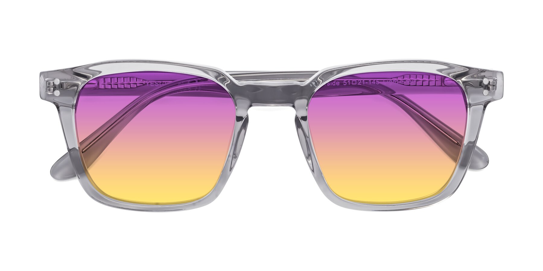 Folded Front of Riverside in Light Gray with Purple / Yellow Gradient Lenses