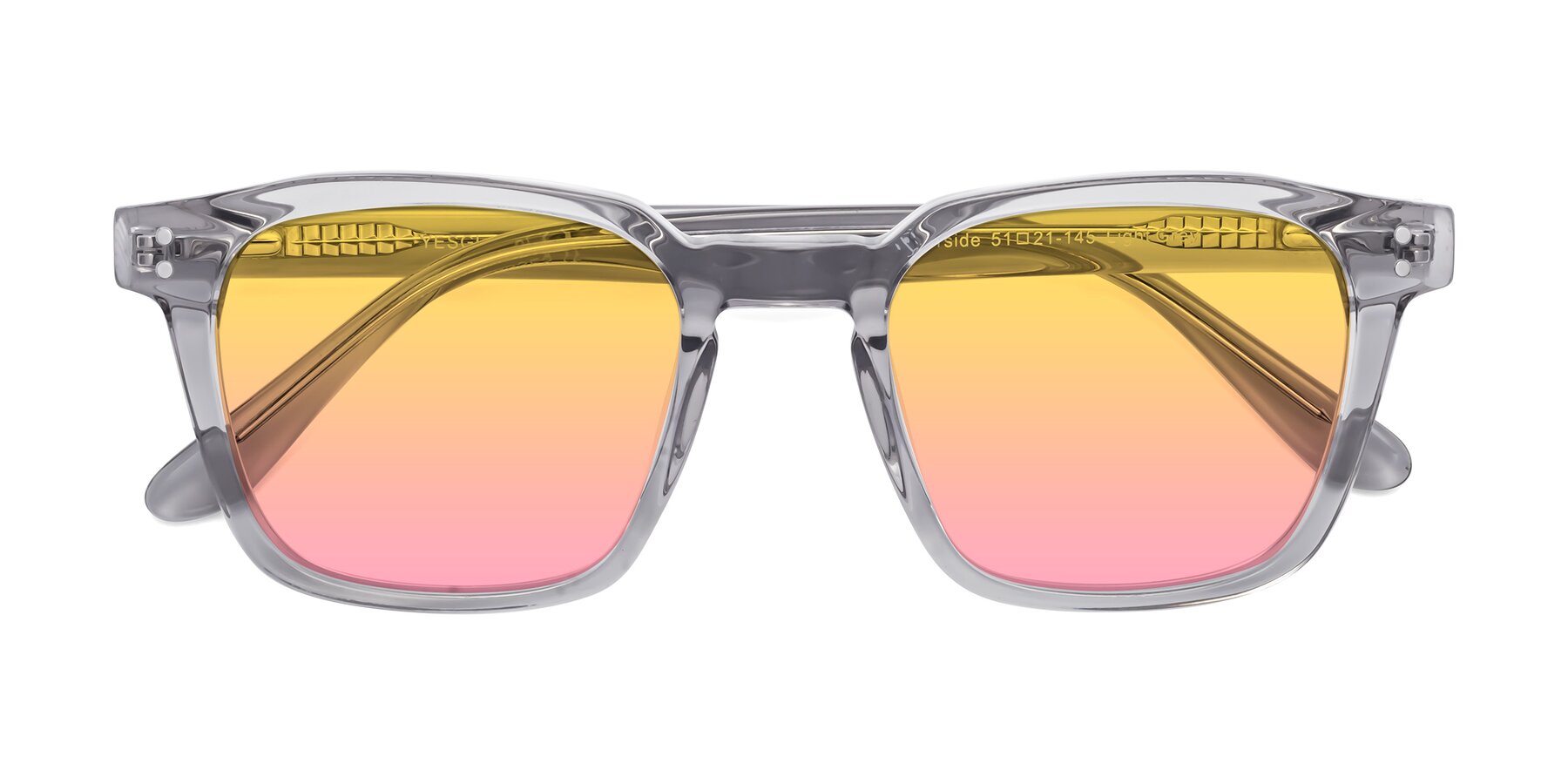 Folded Front of Riverside in Light Gray with Yellow / Pink Gradient Lenses