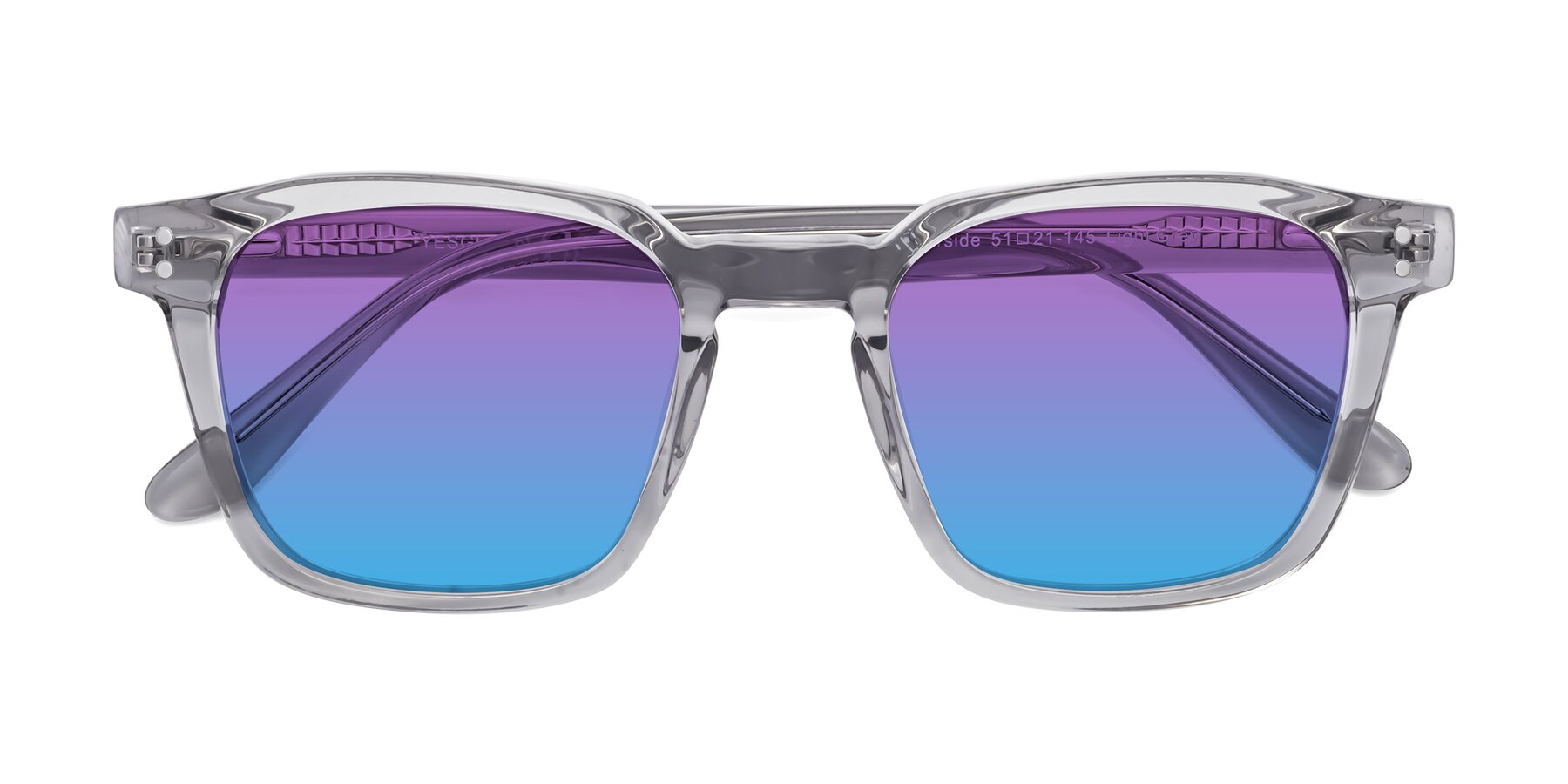 Folded Front of Riverside in Light Gray with Purple / Blue Gradient Lenses