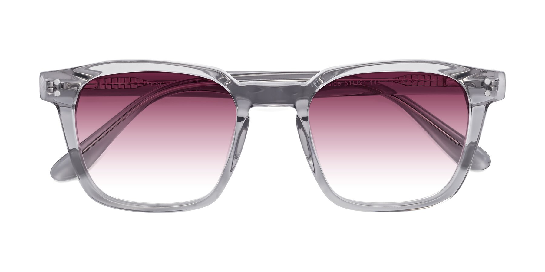 Folded Front of Riverside in Light Gray with Wine Gradient Lenses