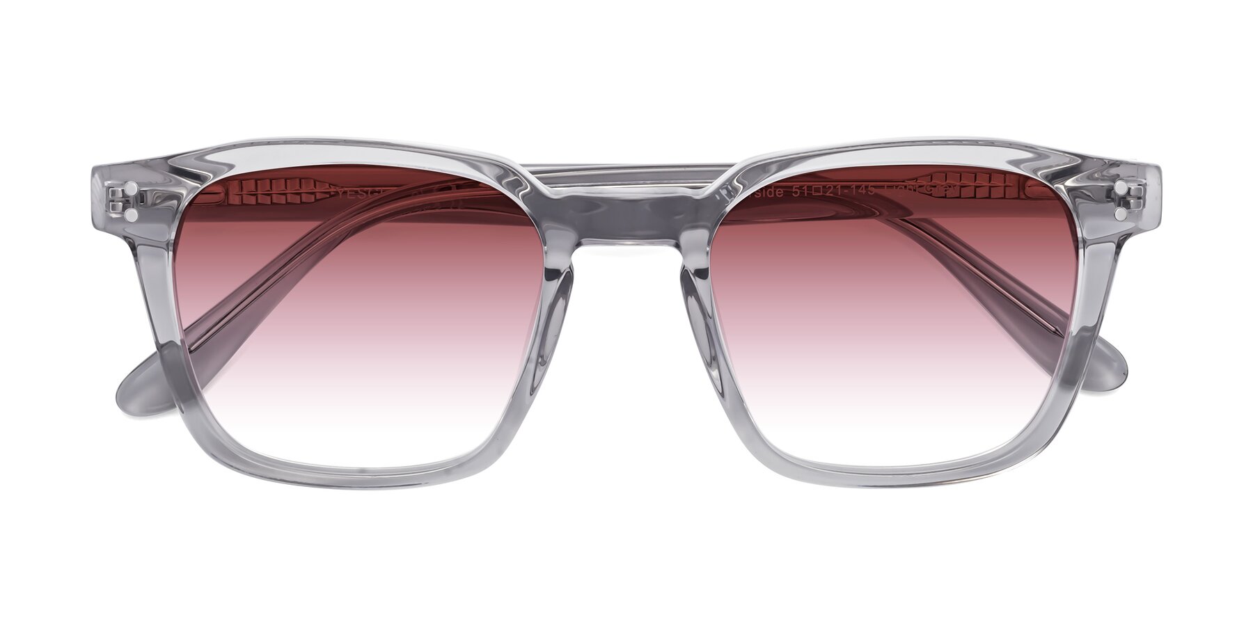 Folded Front of Riverside in Light Gray with Garnet Gradient Lenses