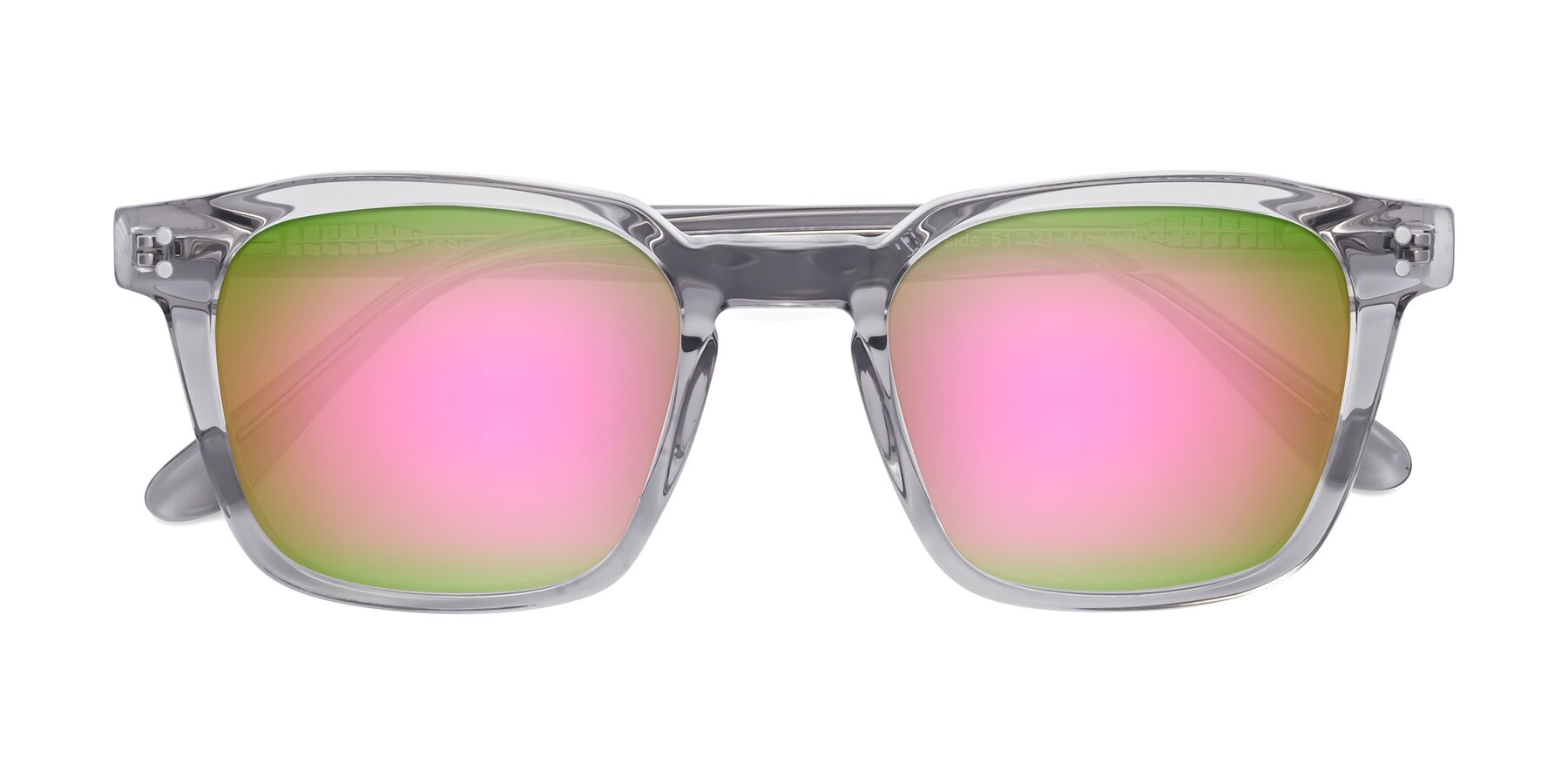 Folded Front of Riverside in Light Gray with Pink Mirrored Lenses