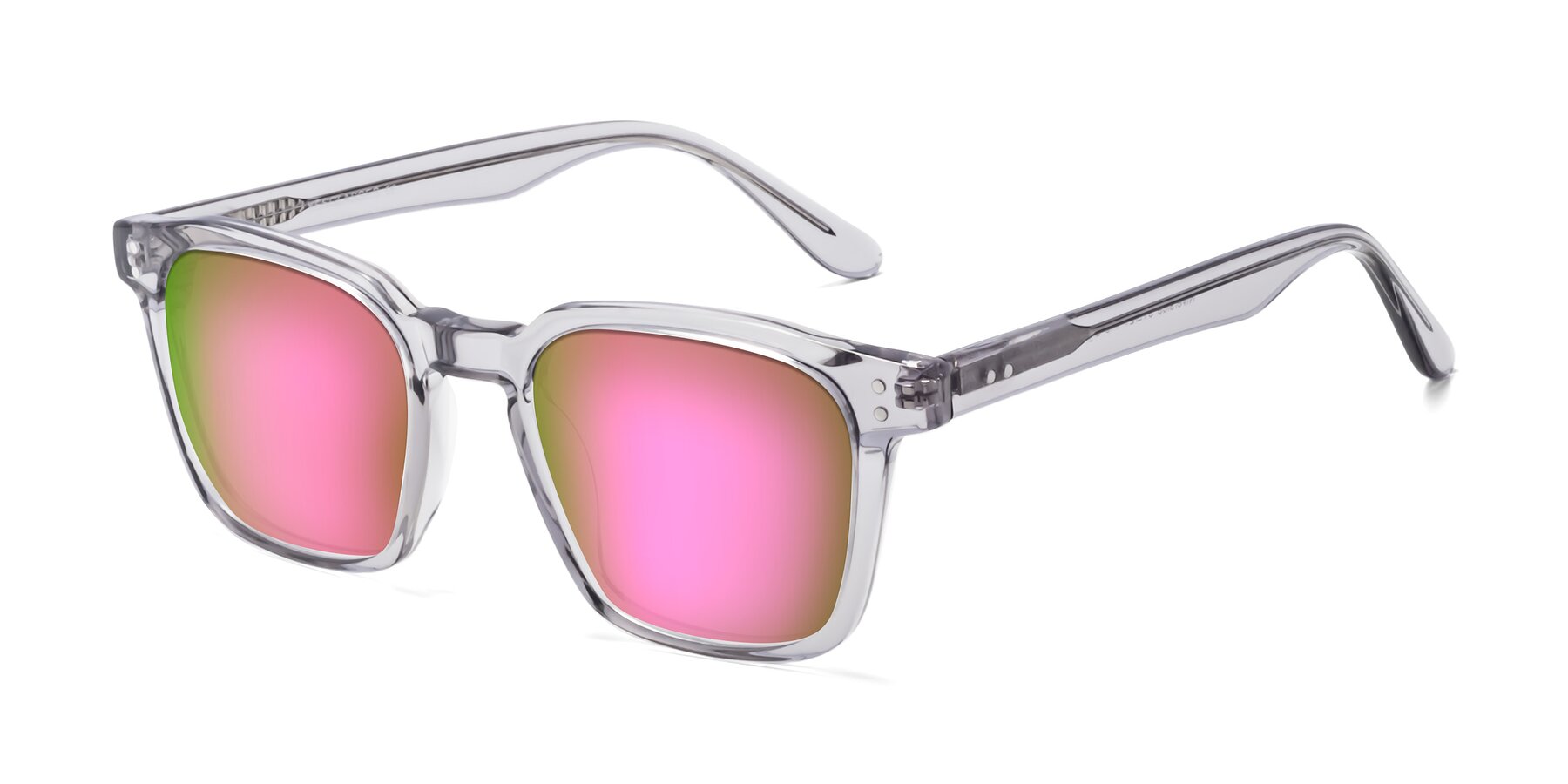 Angle of Riverside in Light Gray with Pink Mirrored Lenses