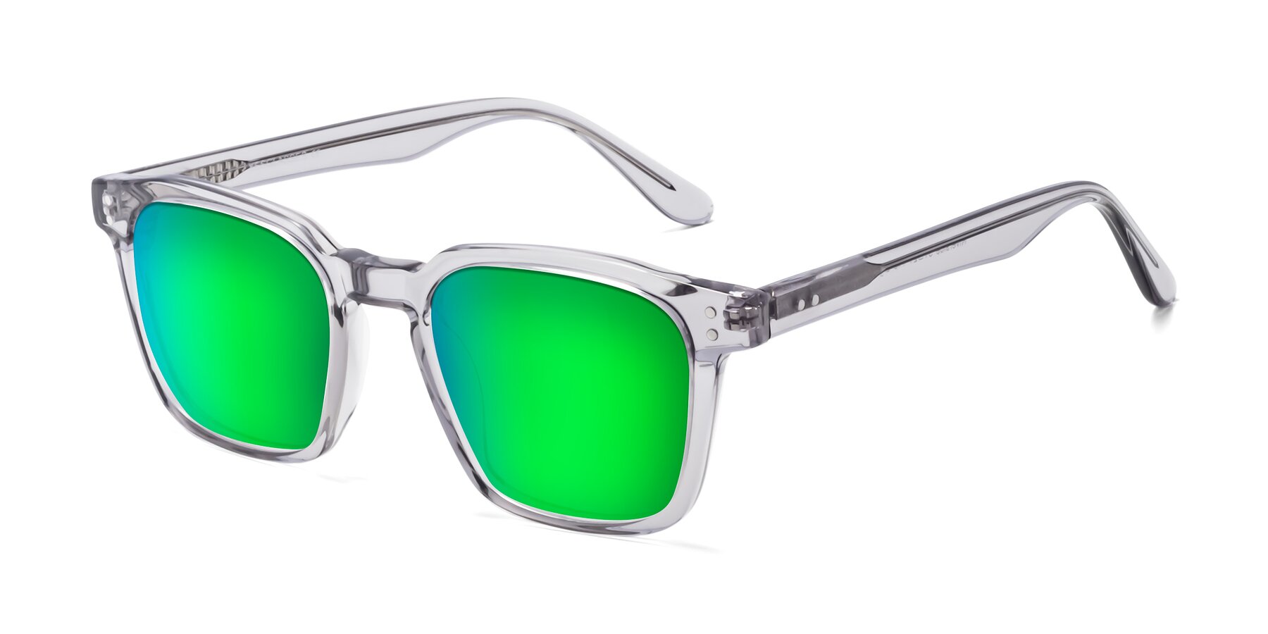 Angle of Riverside in Light Gray with Green Mirrored Lenses