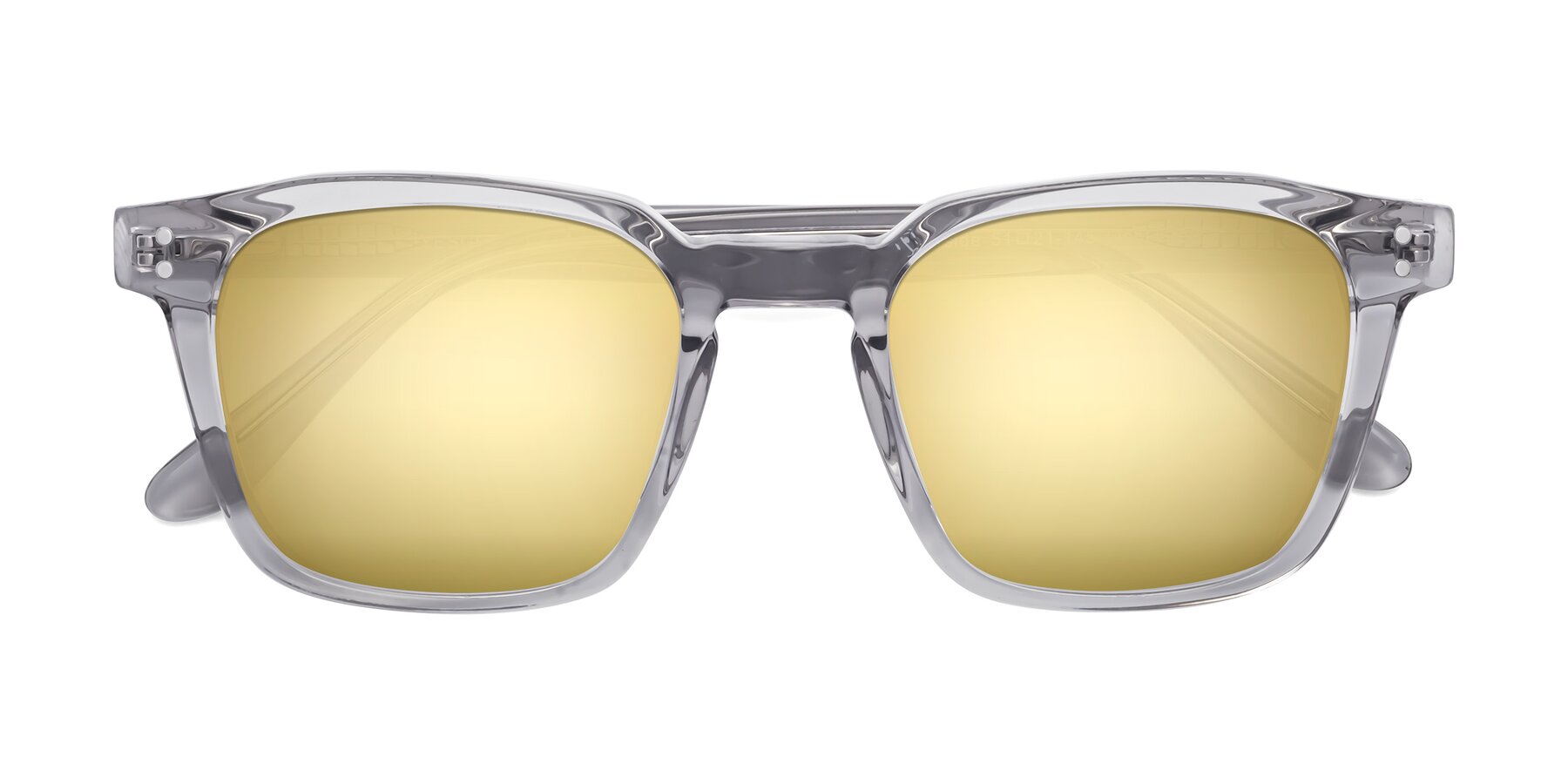 Folded Front of Riverside in Light Gray with Gold Mirrored Lenses
