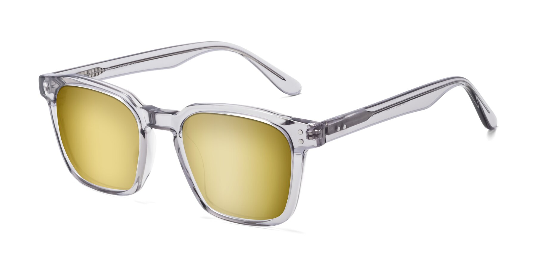 Angle of Riverside in Light Gray with Gold Mirrored Lenses