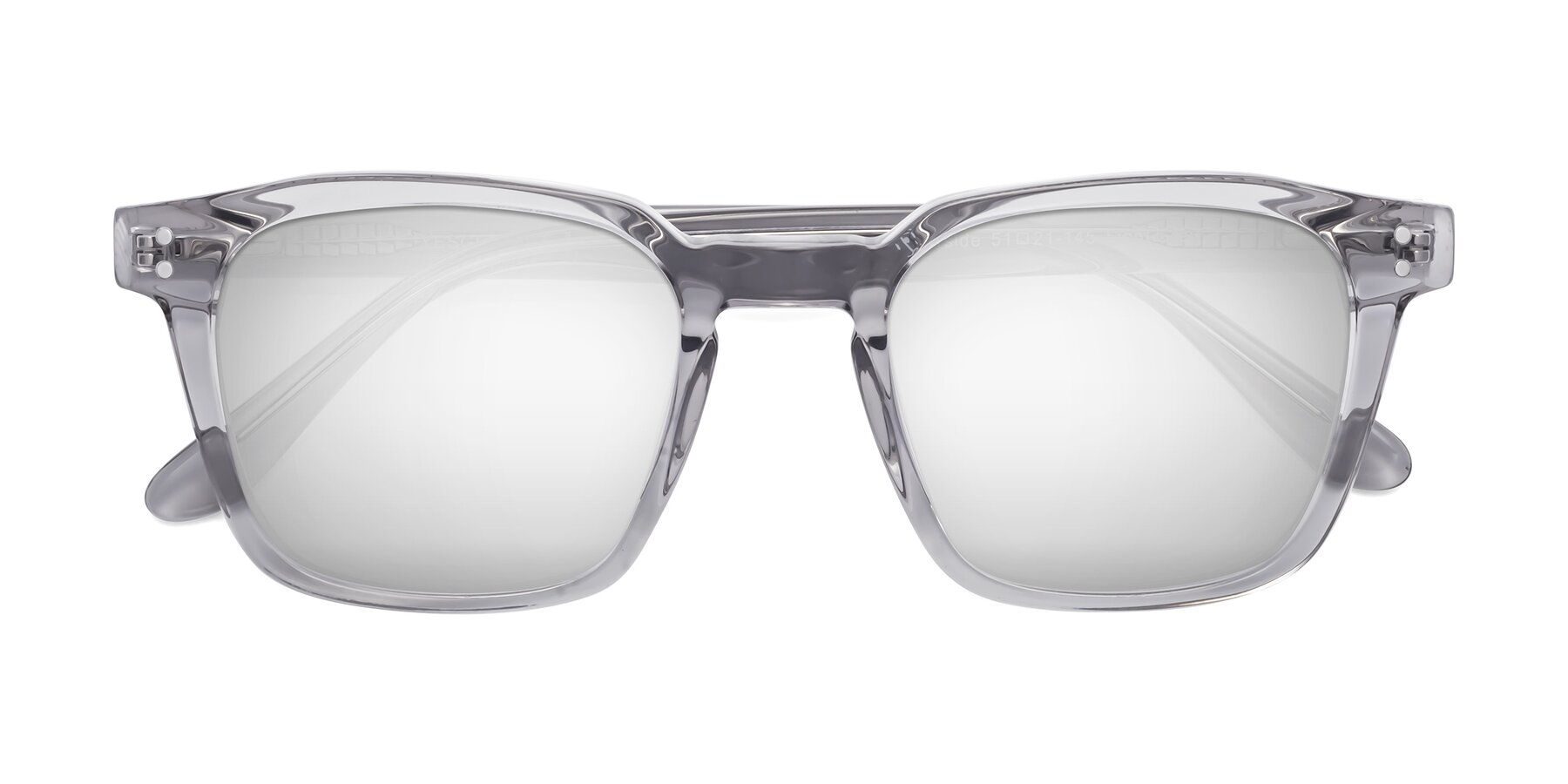 Folded Front of Riverside in Light Gray with Silver Mirrored Lenses