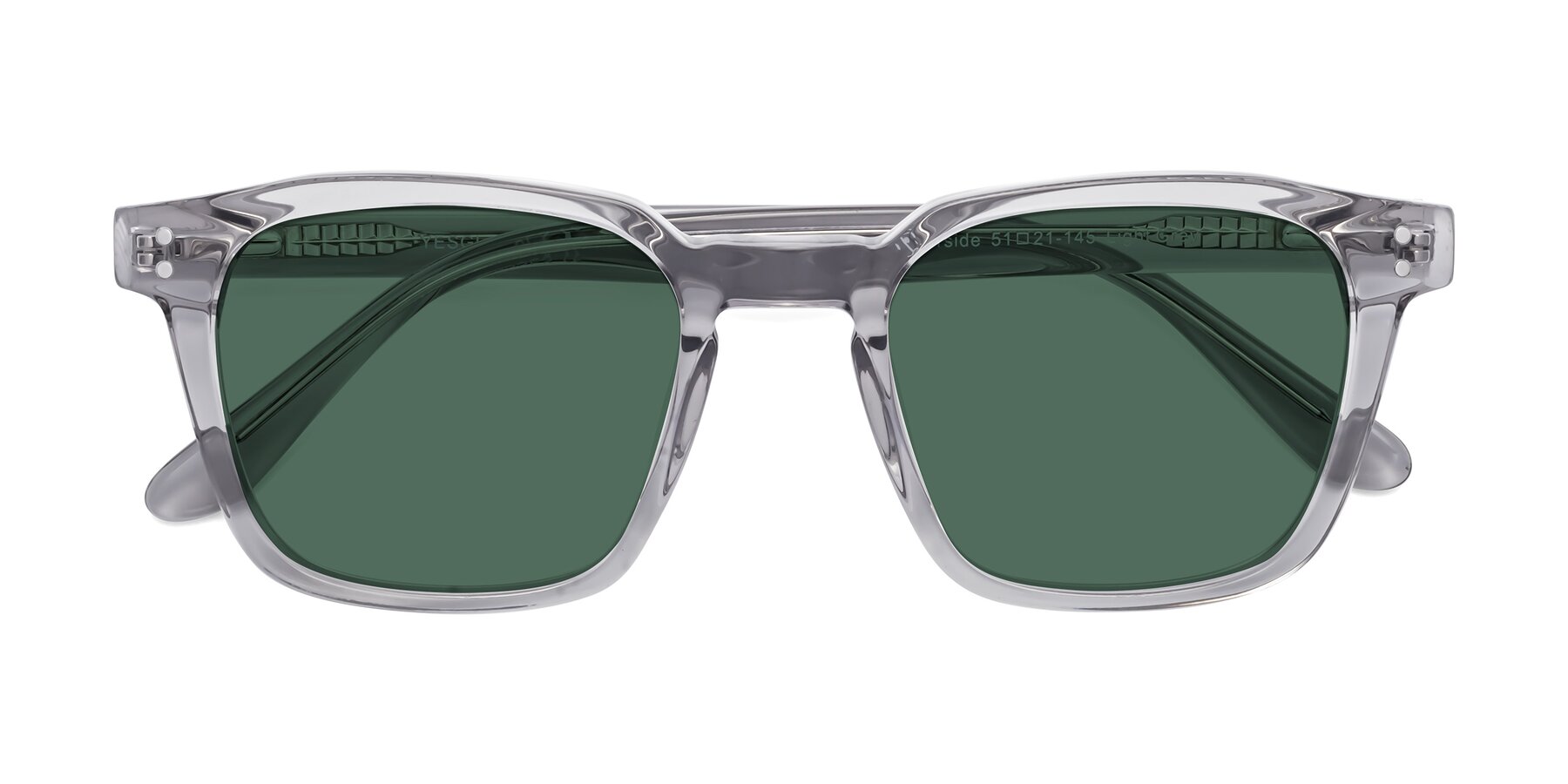 Folded Front of Riverside in Light Gray with Green Polarized Lenses