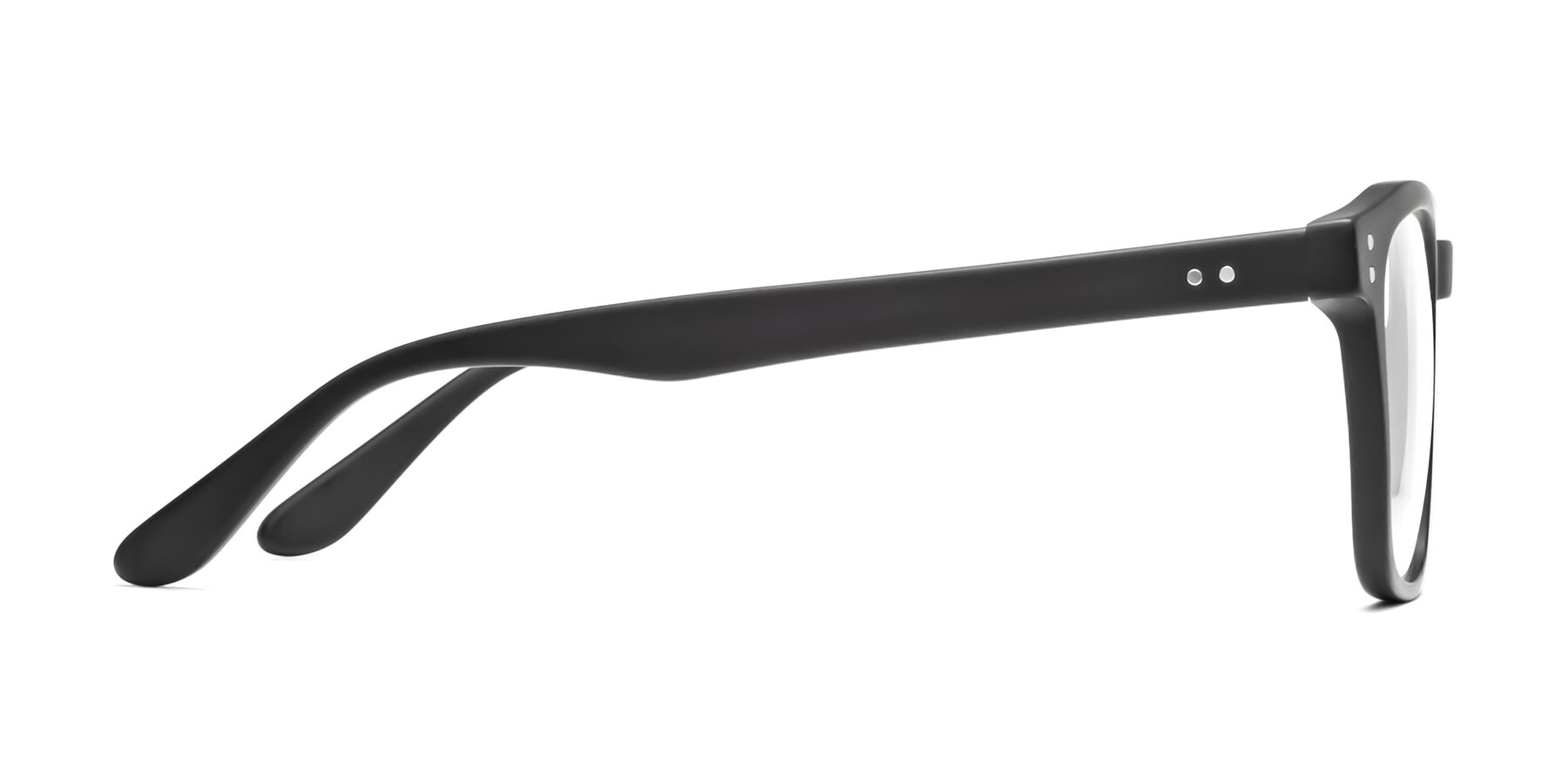 Side of Riverside in Matte Black with Clear Eyeglass Lenses