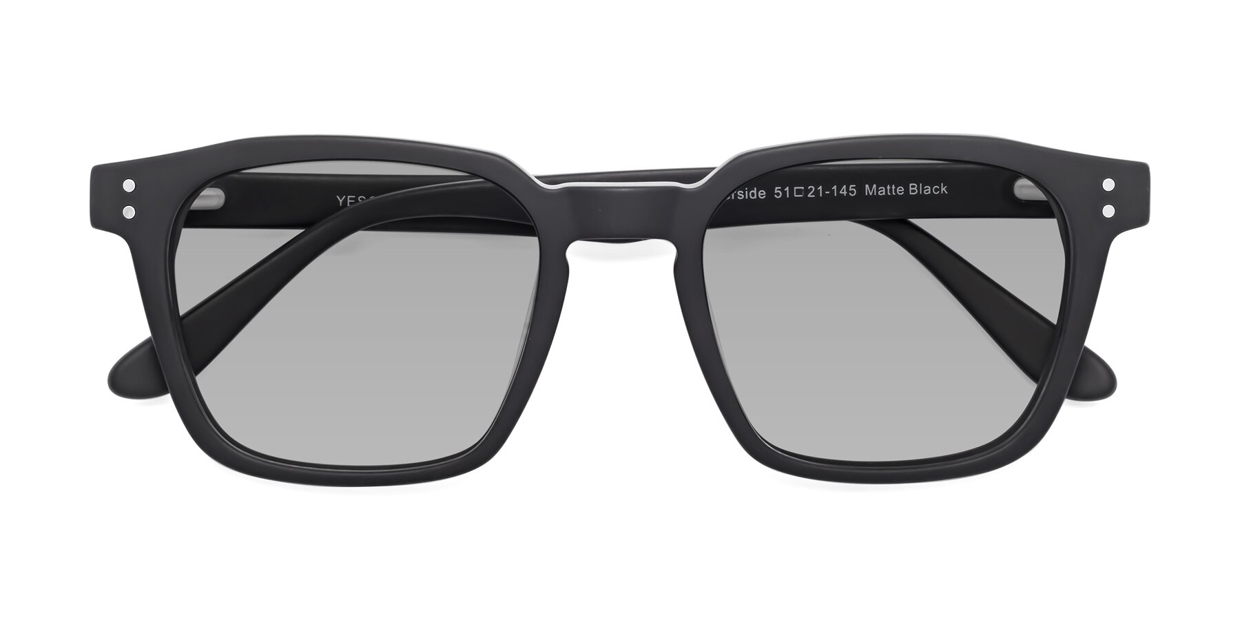 Folded Front of Riverside in Matte Black with Light Gray Tinted Lenses