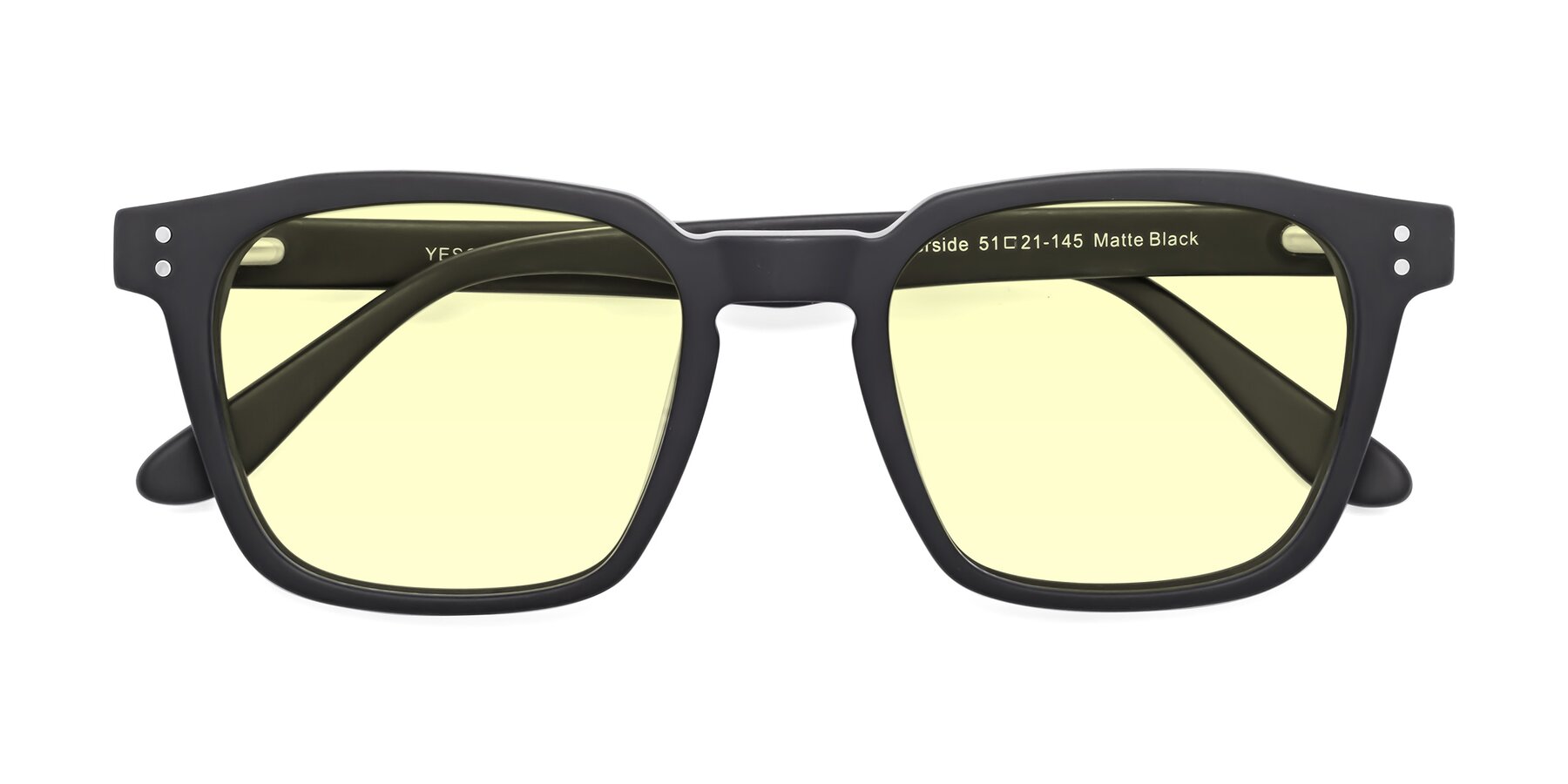 Folded Front of Riverside in Matte Black with Light Yellow Tinted Lenses