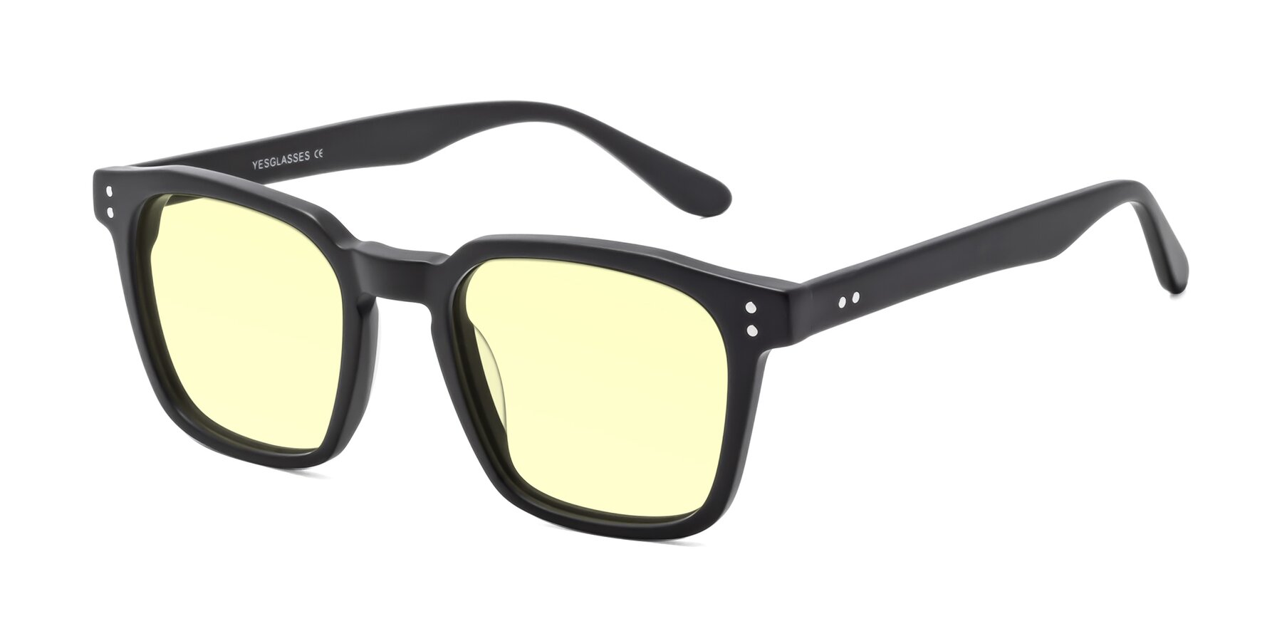 Angle of Riverside in Matte Black with Light Yellow Tinted Lenses