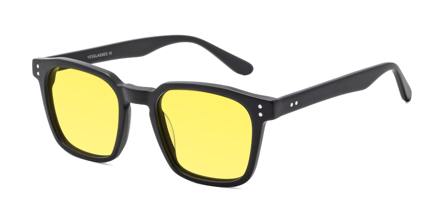 Angle of Riverside in Matte Black with Medium Yellow Tinted Lenses