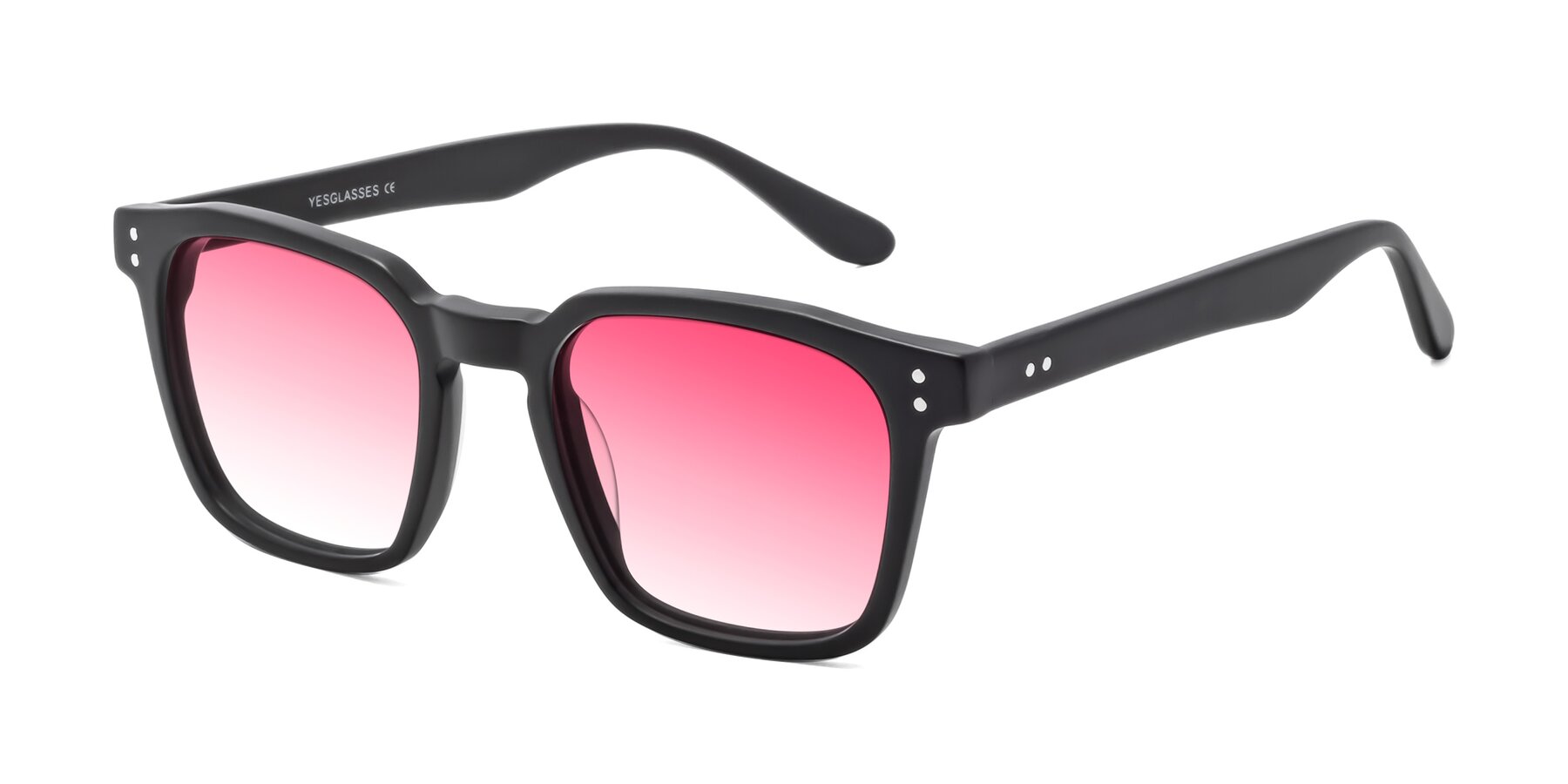 Angle of Riverside in Matte Black with Pink Gradient Lenses