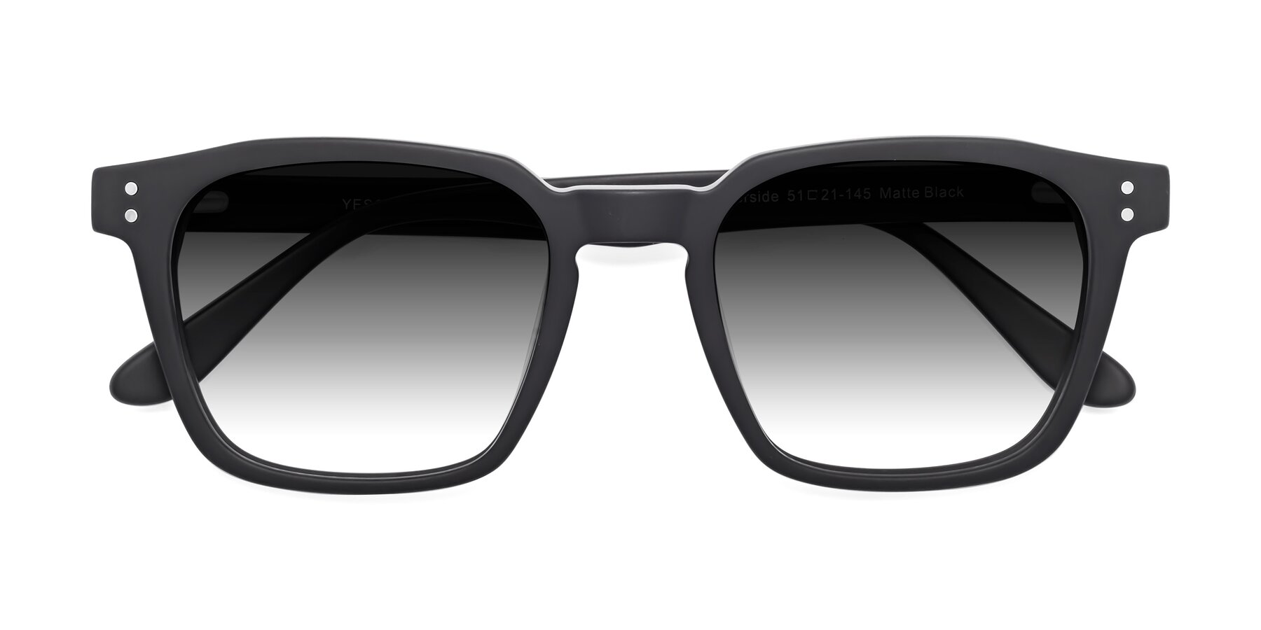 Folded Front of Riverside in Matte Black with Gray Gradient Lenses