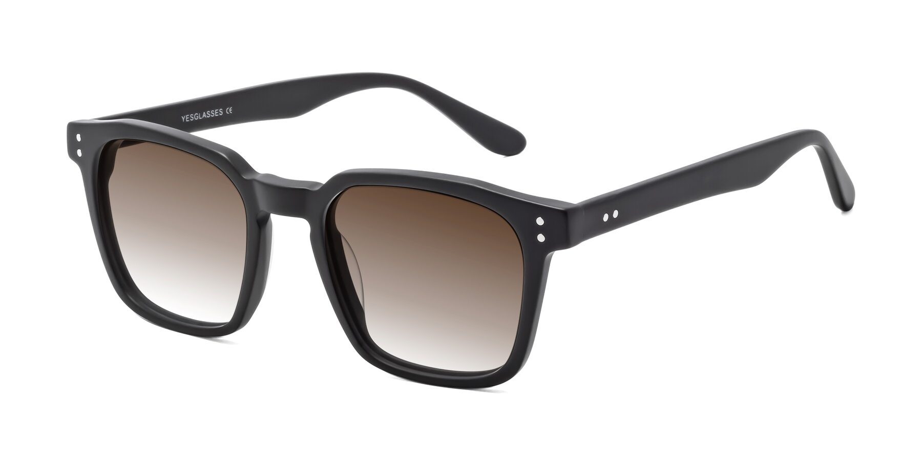 Angle of Riverside in Matte Black with Brown Gradient Lenses