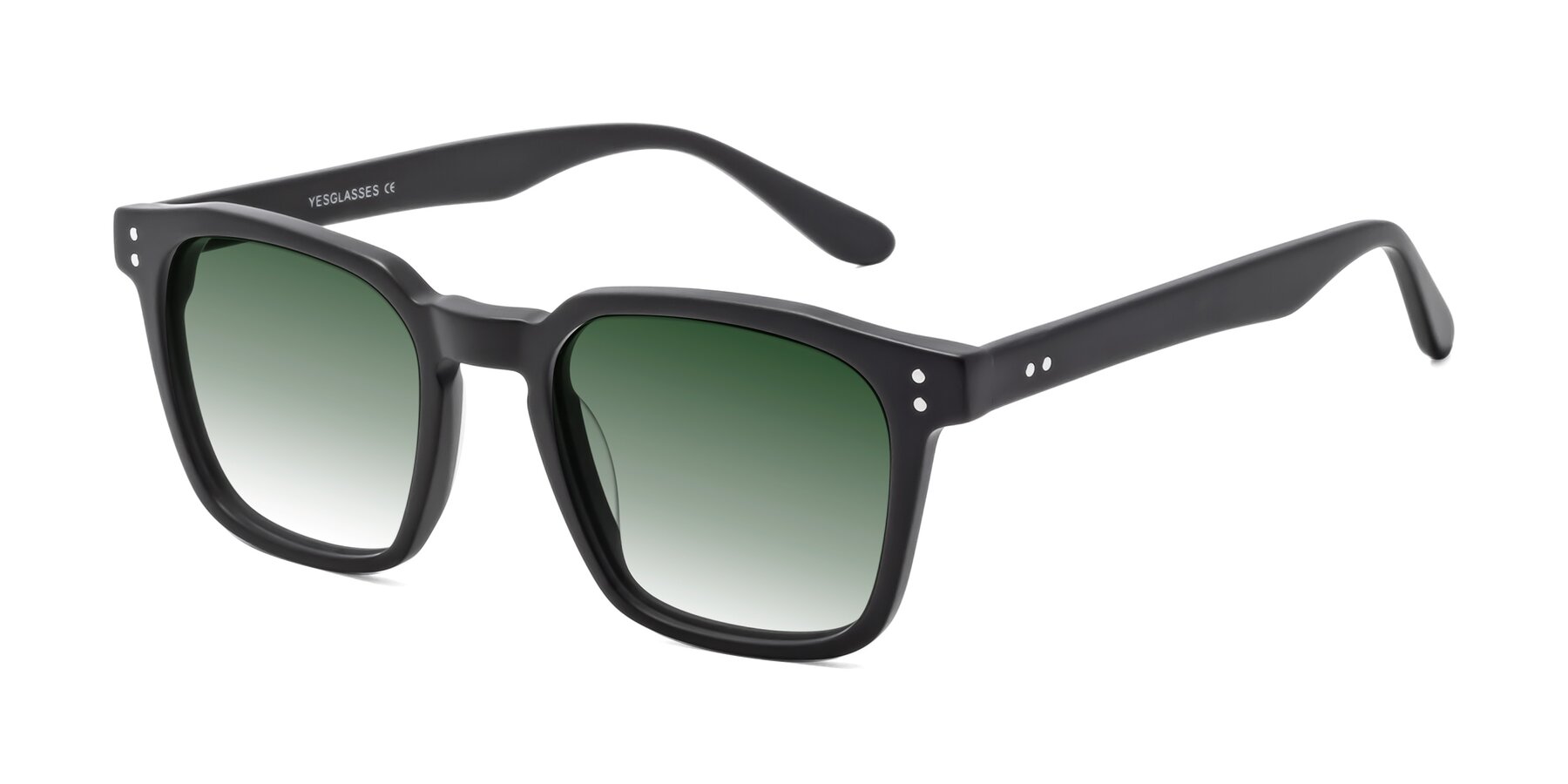 Angle of Riverside in Matte Black with Green Gradient Lenses