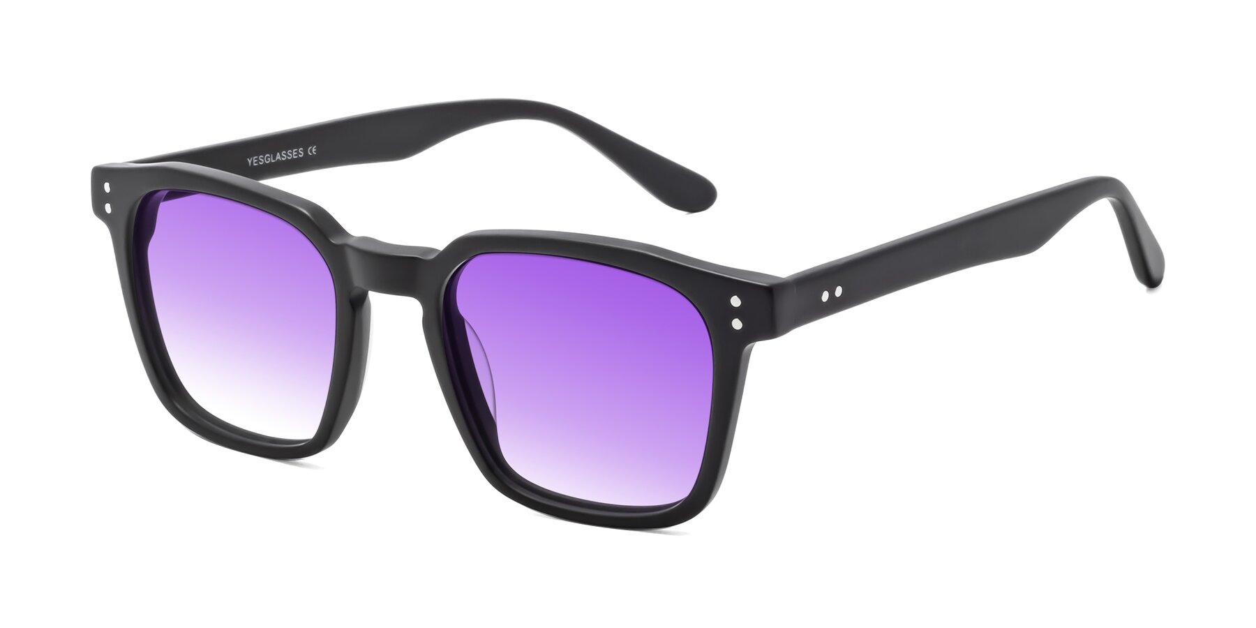Angle of Riverside in Matte Black with Purple Gradient Lenses