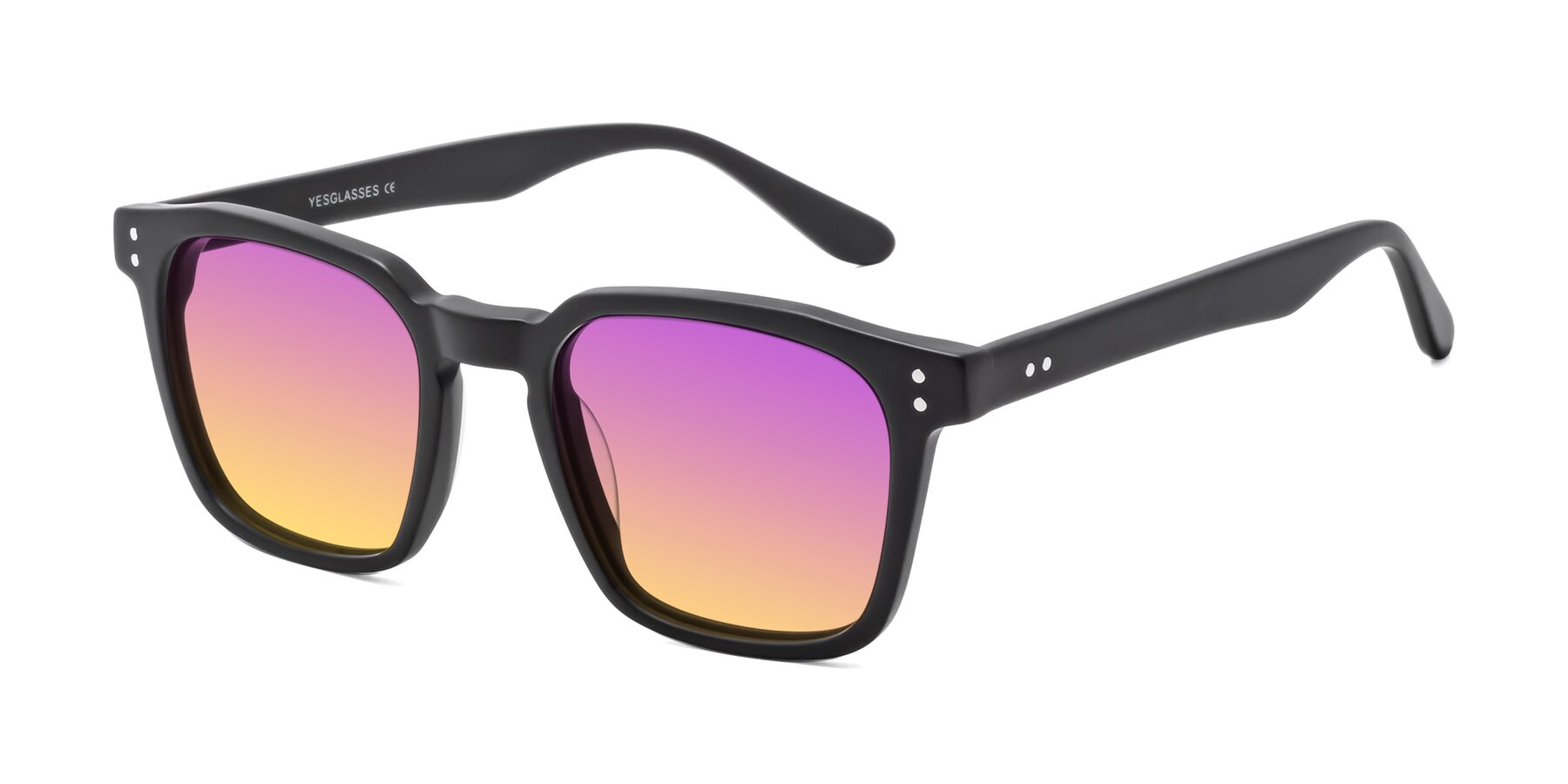 Angle of Riverside in Matte Black with Purple / Yellow Gradient Lenses