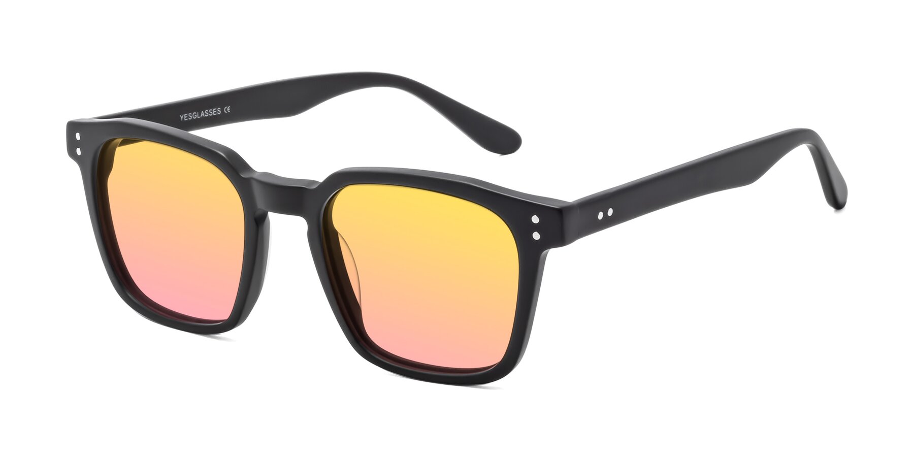 Angle of Riverside in Matte Black with Yellow / Pink Gradient Lenses