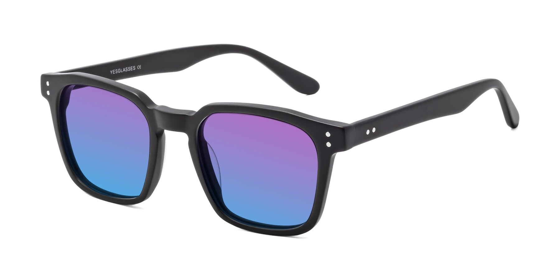 Angle of Riverside in Matte Black with Purple / Blue Gradient Lenses