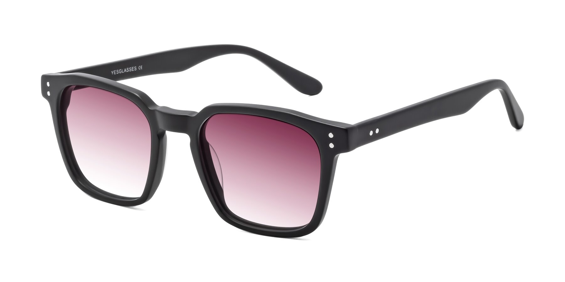 Angle of Riverside in Matte Black with Wine Gradient Lenses