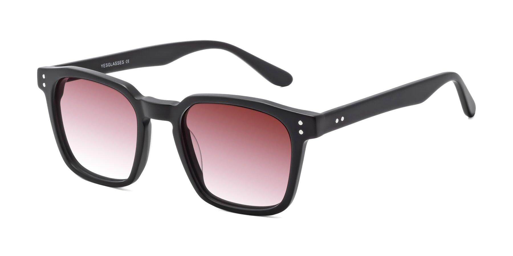 Angle of Riverside in Matte Black with Garnet Gradient Lenses