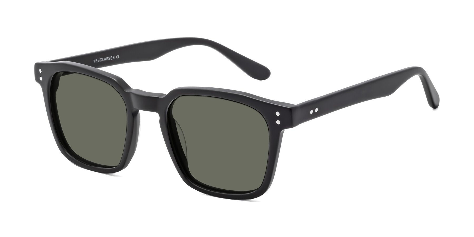 Angle of Riverside in Matte Black with Gray Polarized Lenses