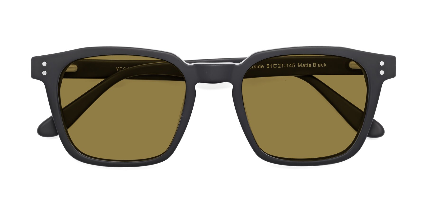 Folded Front of Riverside in Matte Black with Brown Polarized Lenses