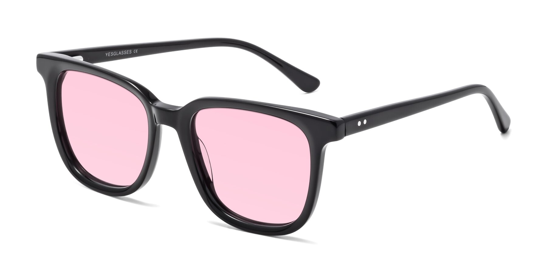 Angle of Broadway in Black with Light Pink Tinted Lenses