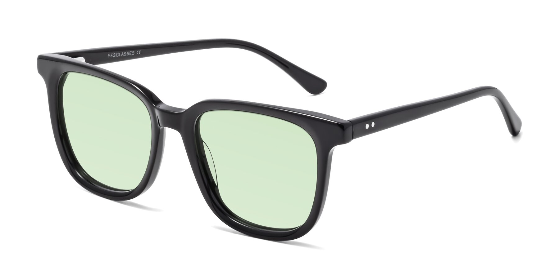 Angle of Broadway in Black with Light Green Tinted Lenses