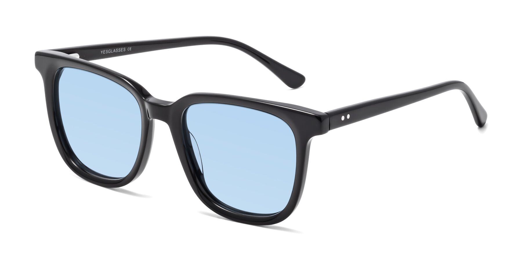 Angle of Broadway in Black with Light Blue Tinted Lenses