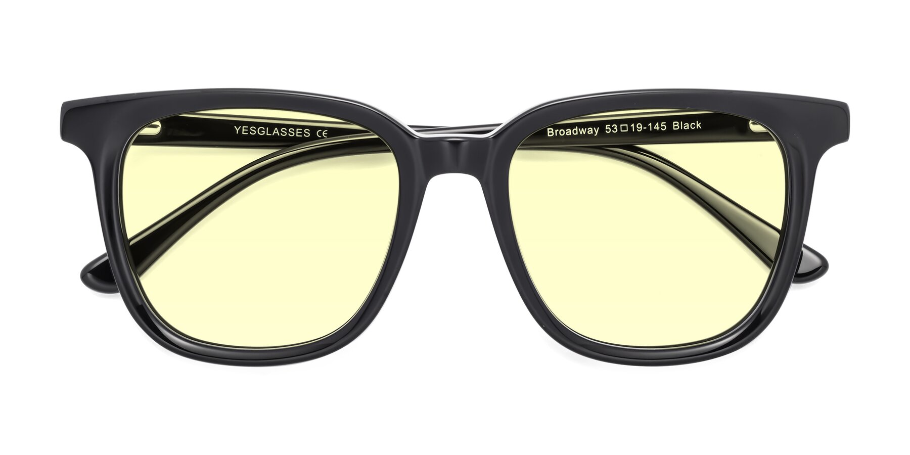 Folded Front of Broadway in Black with Light Yellow Tinted Lenses