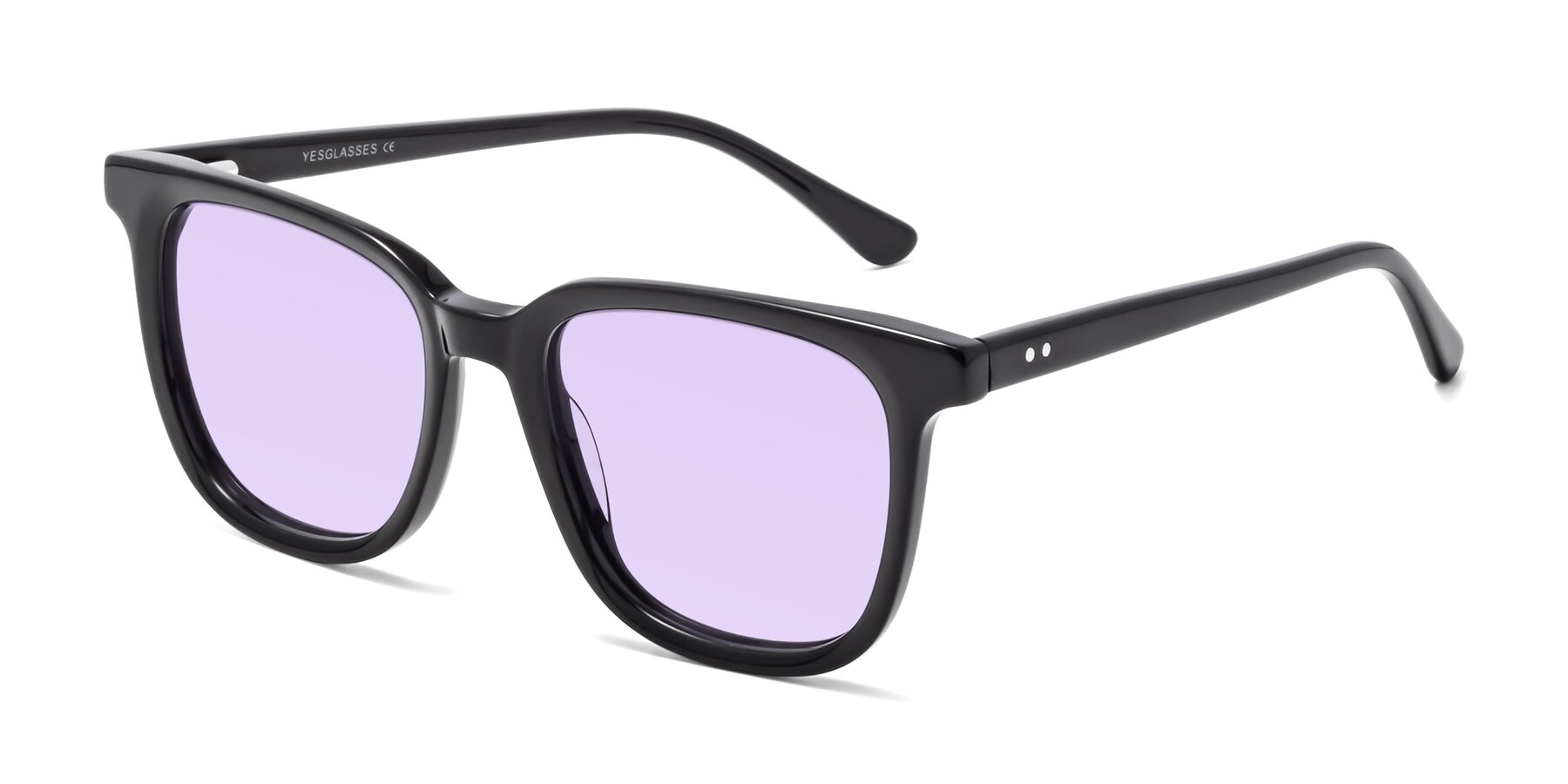 Angle of Broadway in Black with Light Purple Tinted Lenses