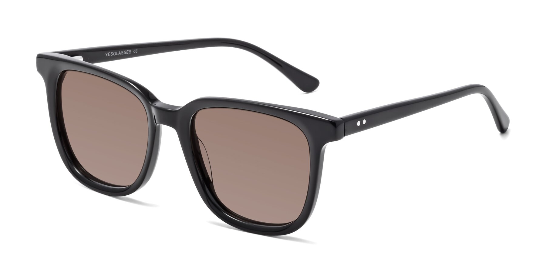 Angle of Broadway in Black with Medium Brown Tinted Lenses