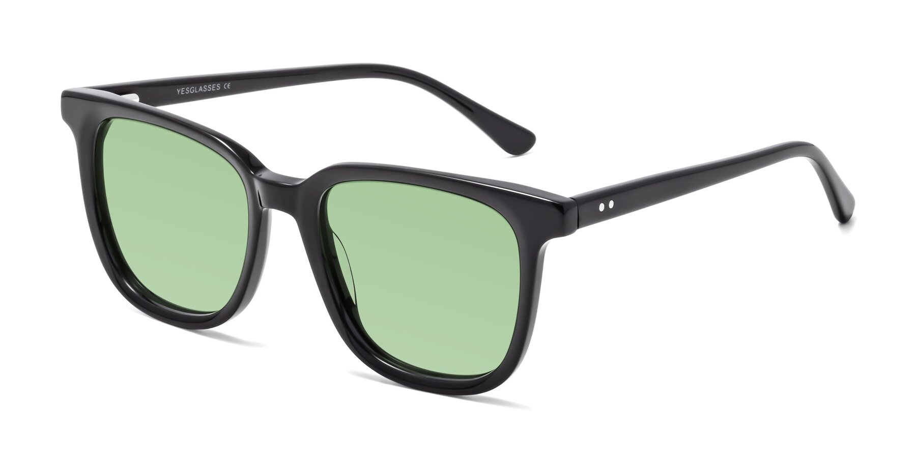 Angle of Broadway in Black with Medium Green Tinted Lenses