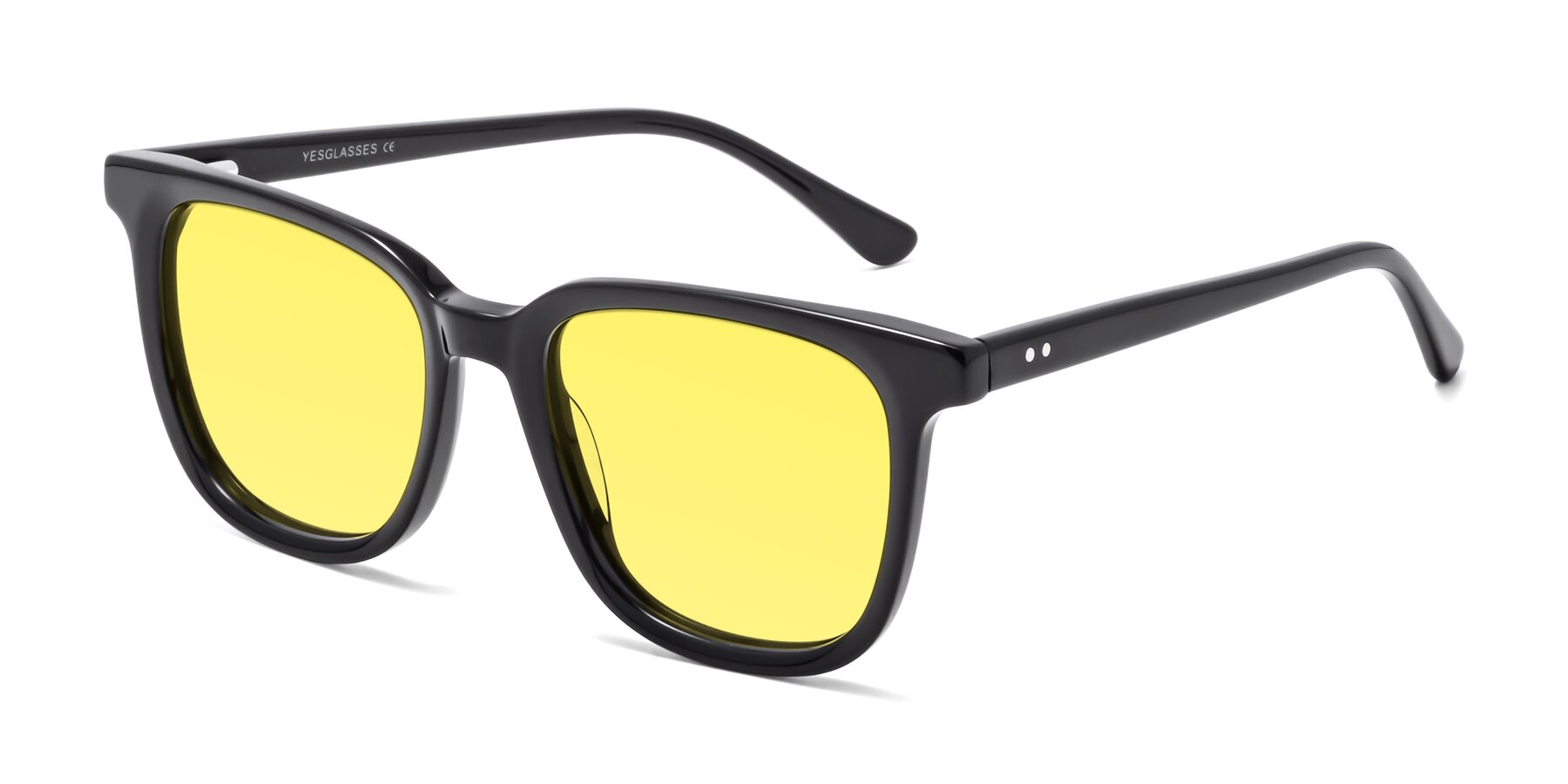 Angle of Broadway in Black with Medium Yellow Tinted Lenses