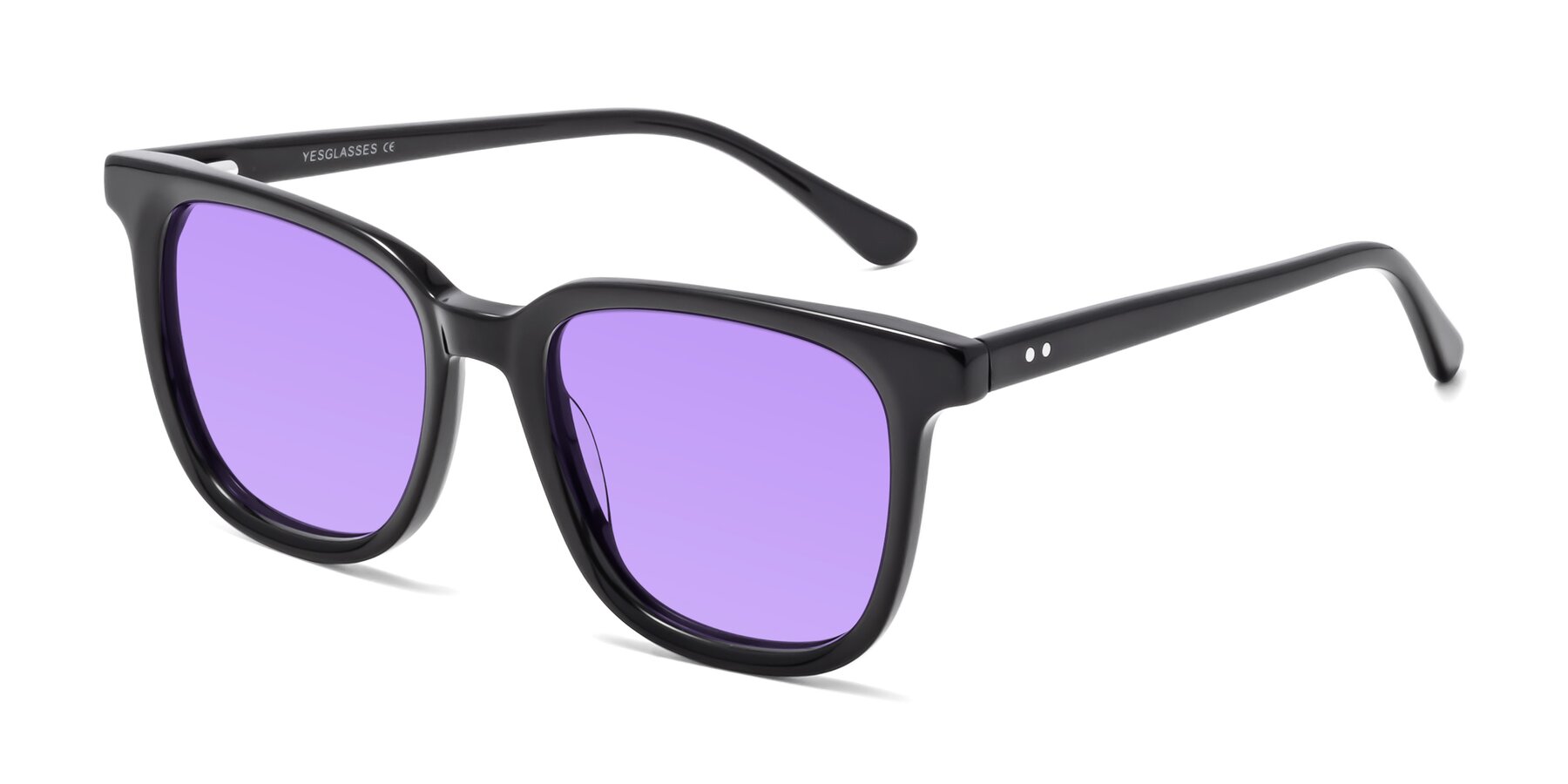 Angle of Broadway in Black with Medium Purple Tinted Lenses