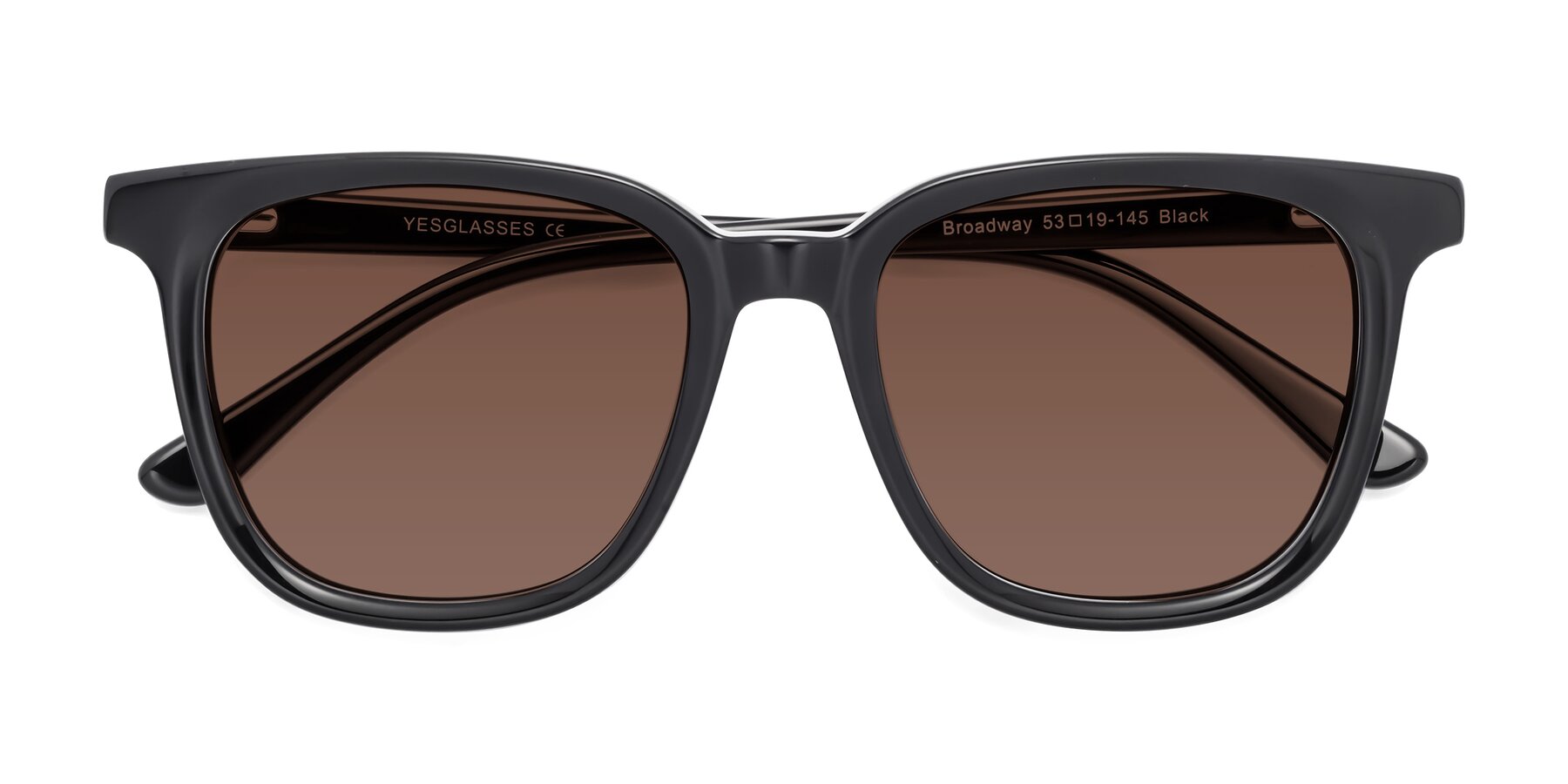 Folded Front of Broadway in Black with Brown Tinted Lenses