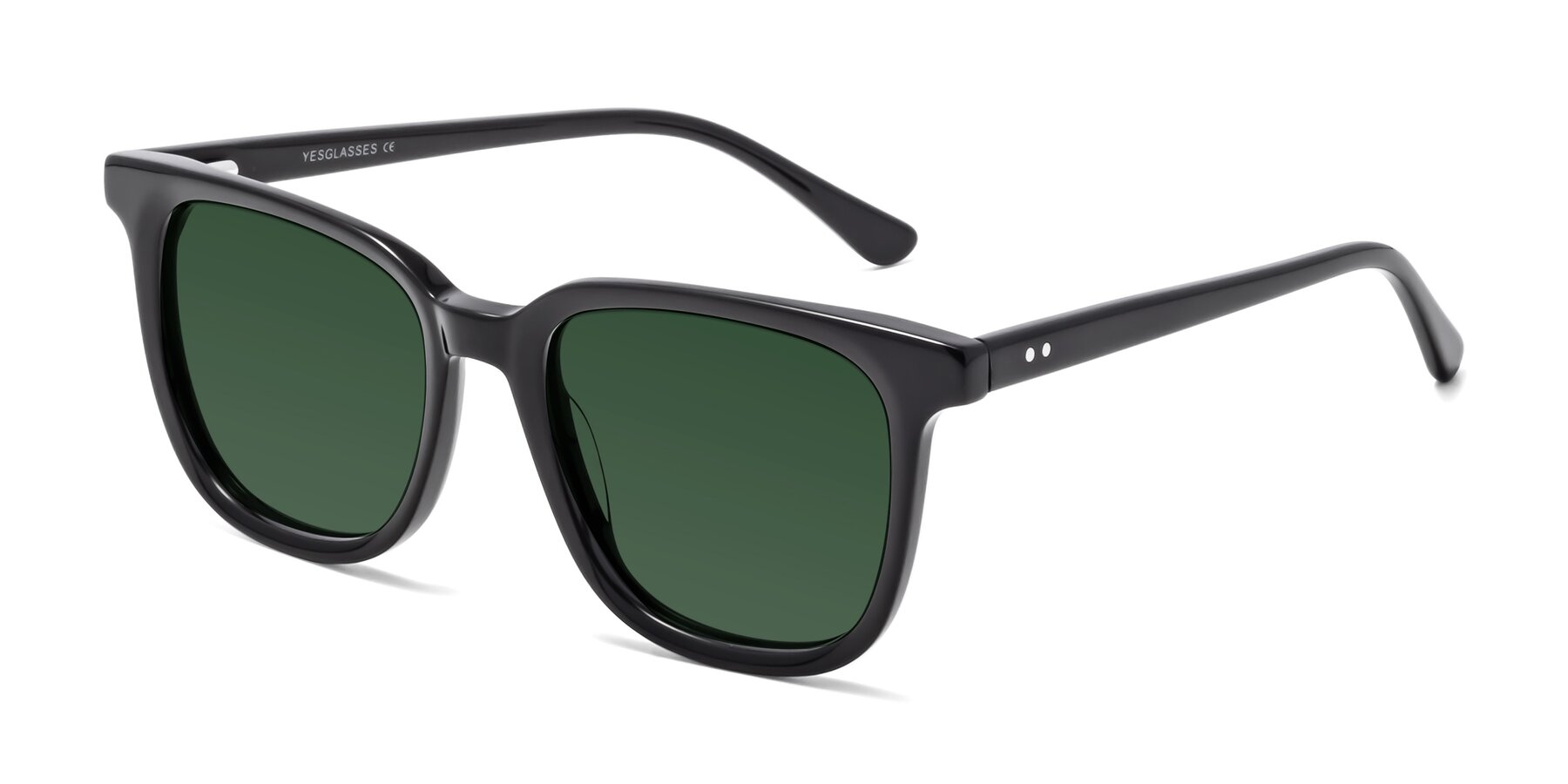 Angle of Broadway in Black with Green Tinted Lenses