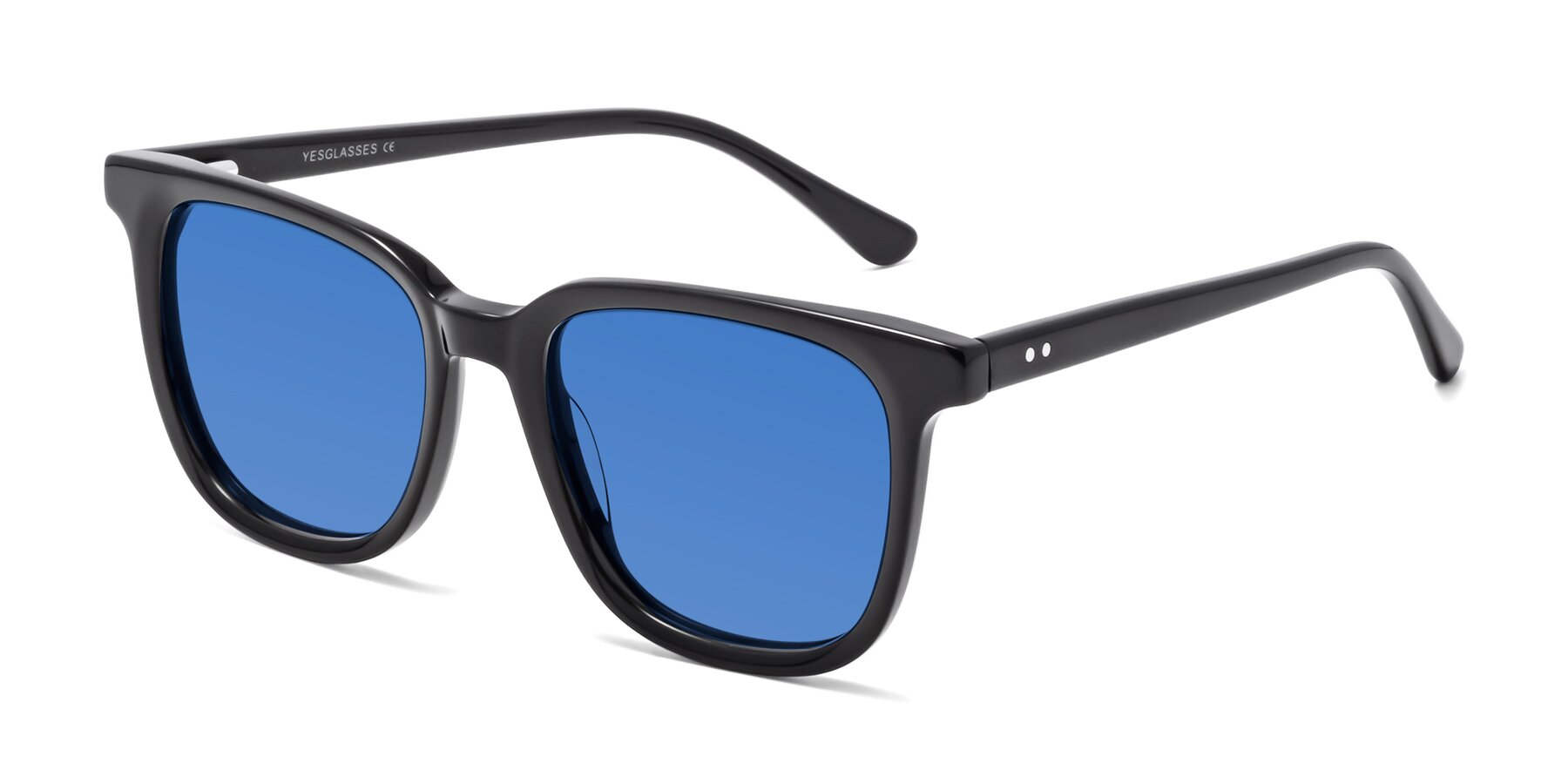 Angle of Broadway in Black with Blue Tinted Lenses