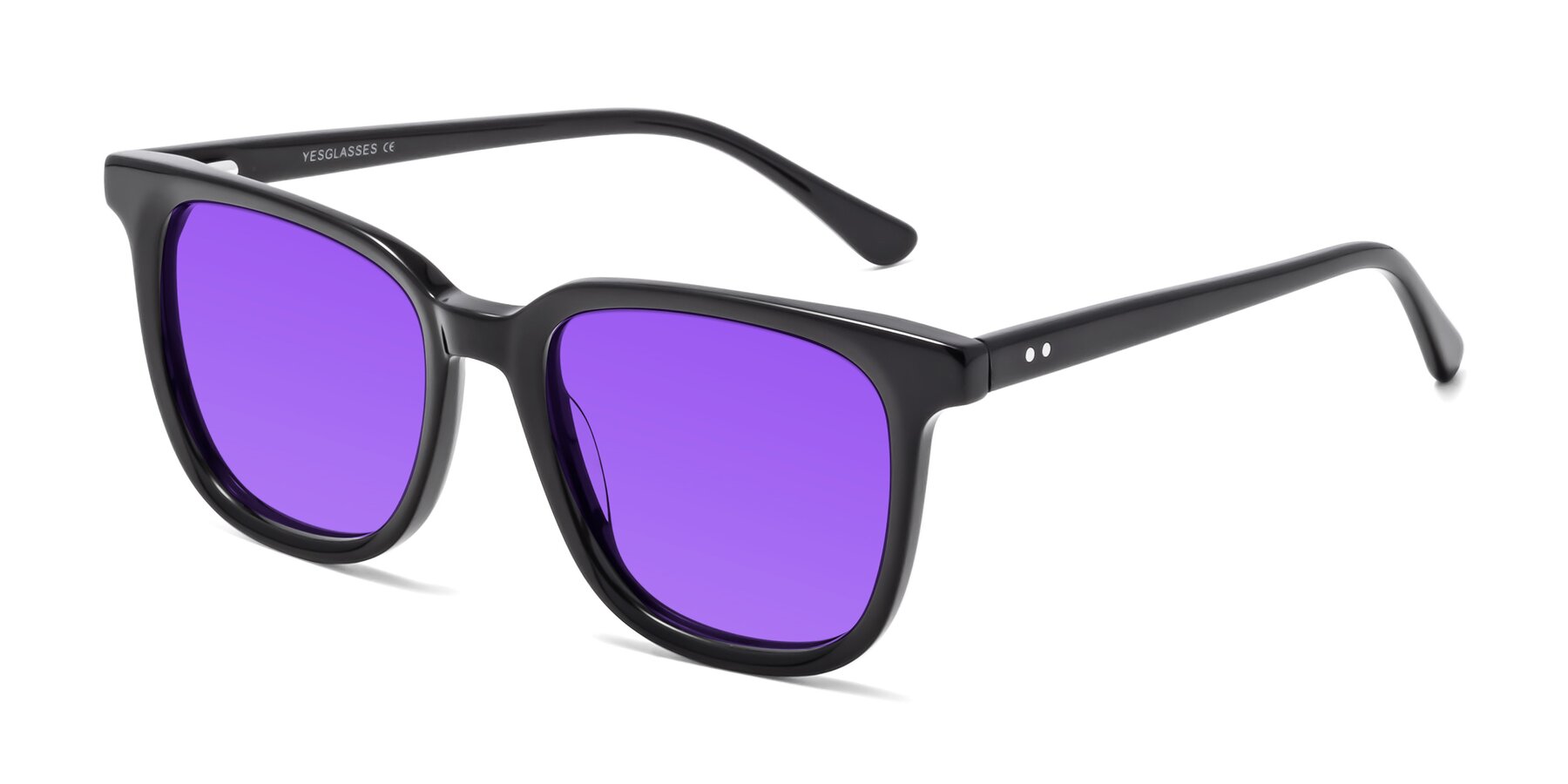 Angle of Broadway in Black with Purple Tinted Lenses